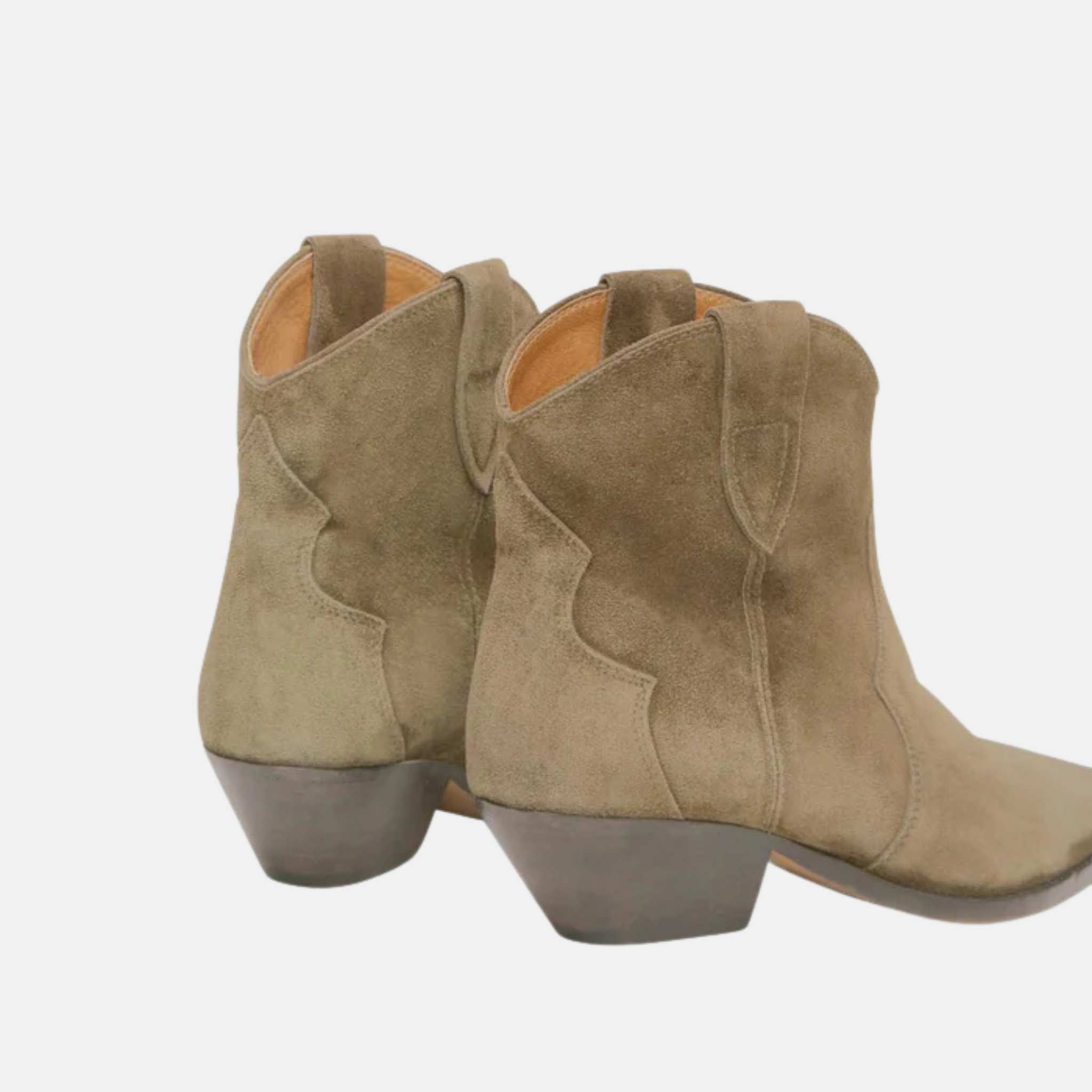 Isabel Marant Dewina Cowboy Boots In Suede Calfskin Leather, Taupe, Back
