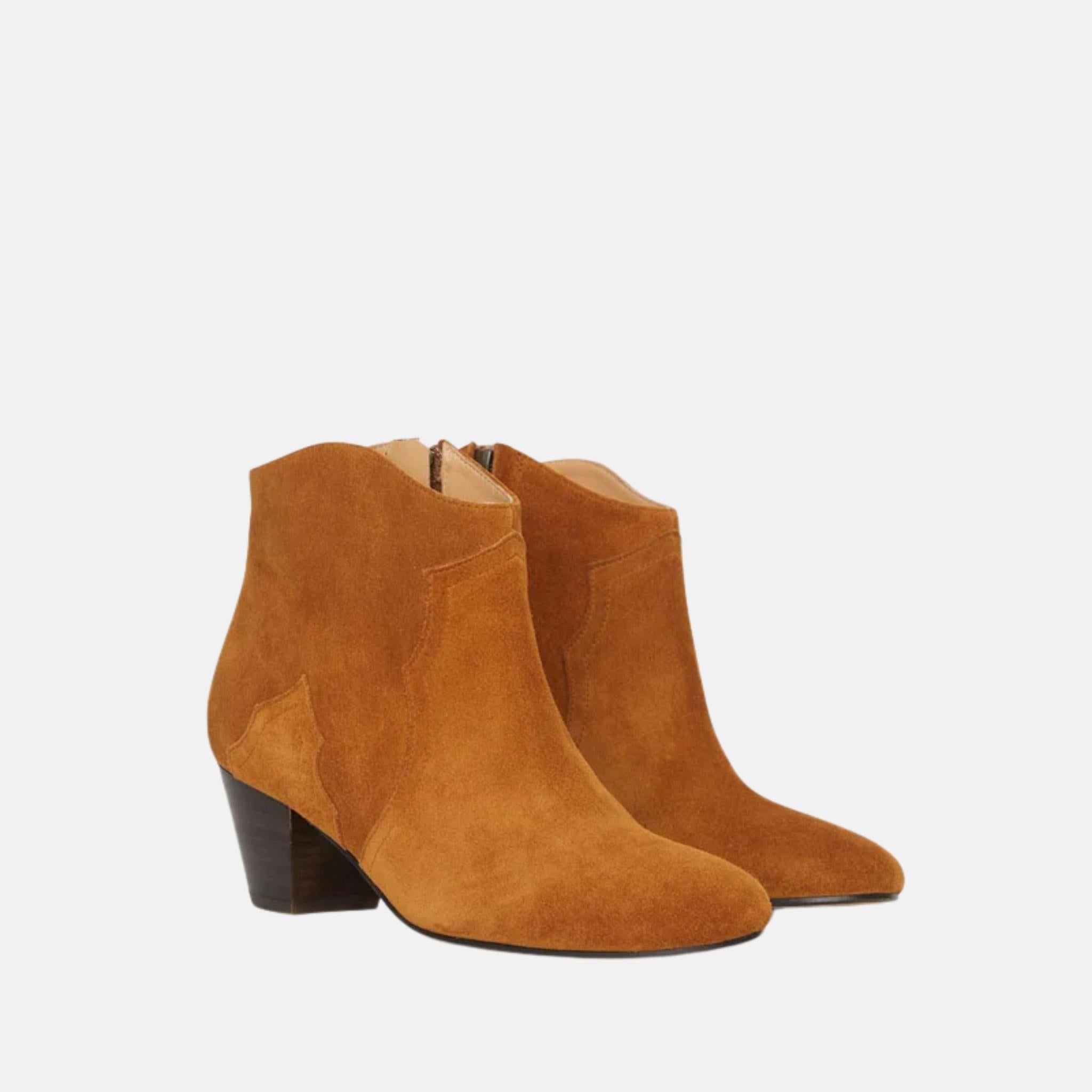 Isabel Marant Dicker Boots In Suede Leather, Cognac, Front