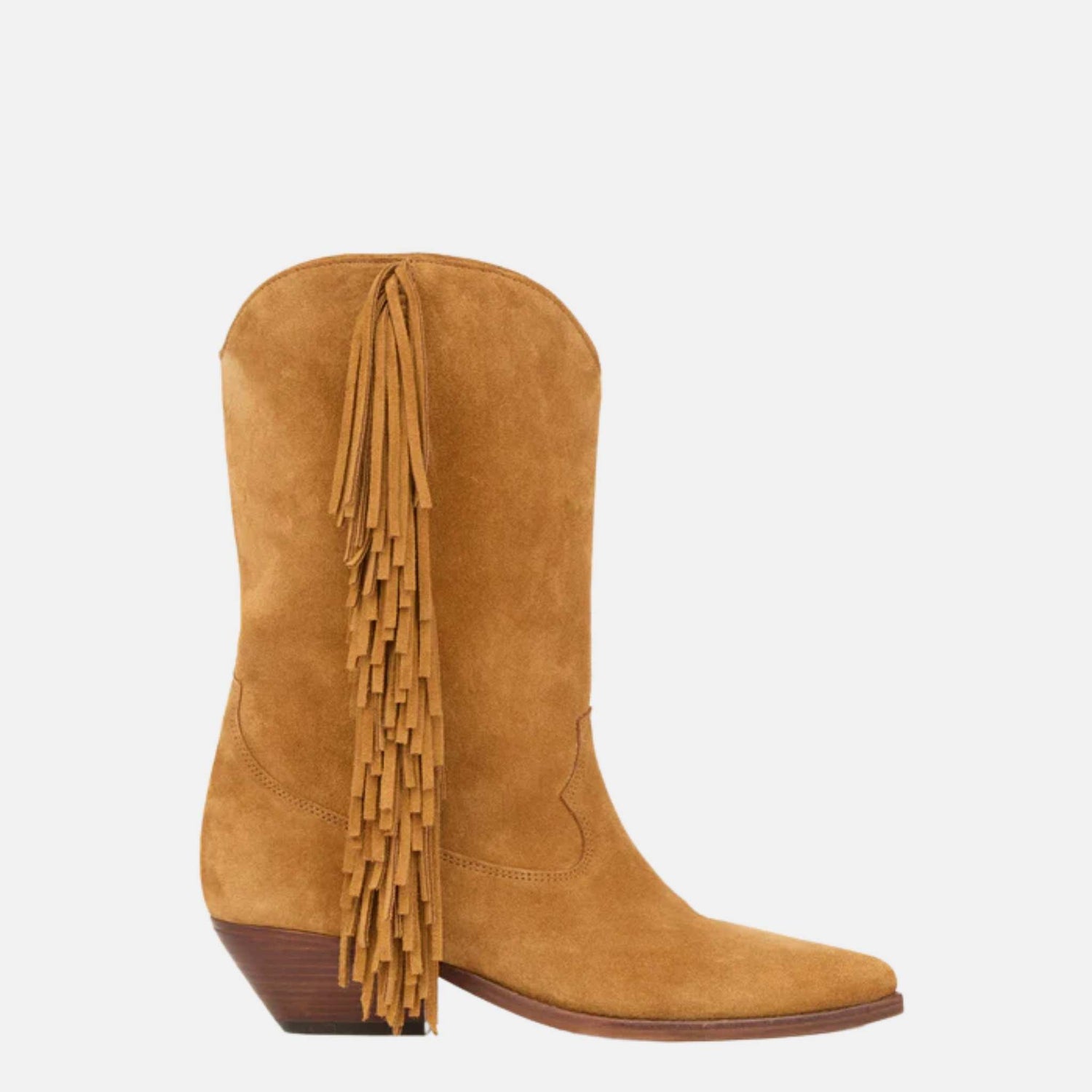 Isabel Marant Duerto Cowboy Boots In Fringed Suede Calfskin, Side