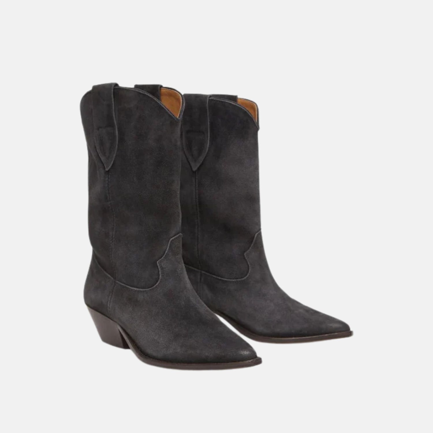 Isabel Marant Duerto Suede Calfskin Leather Cowboy Boots, Black, Front