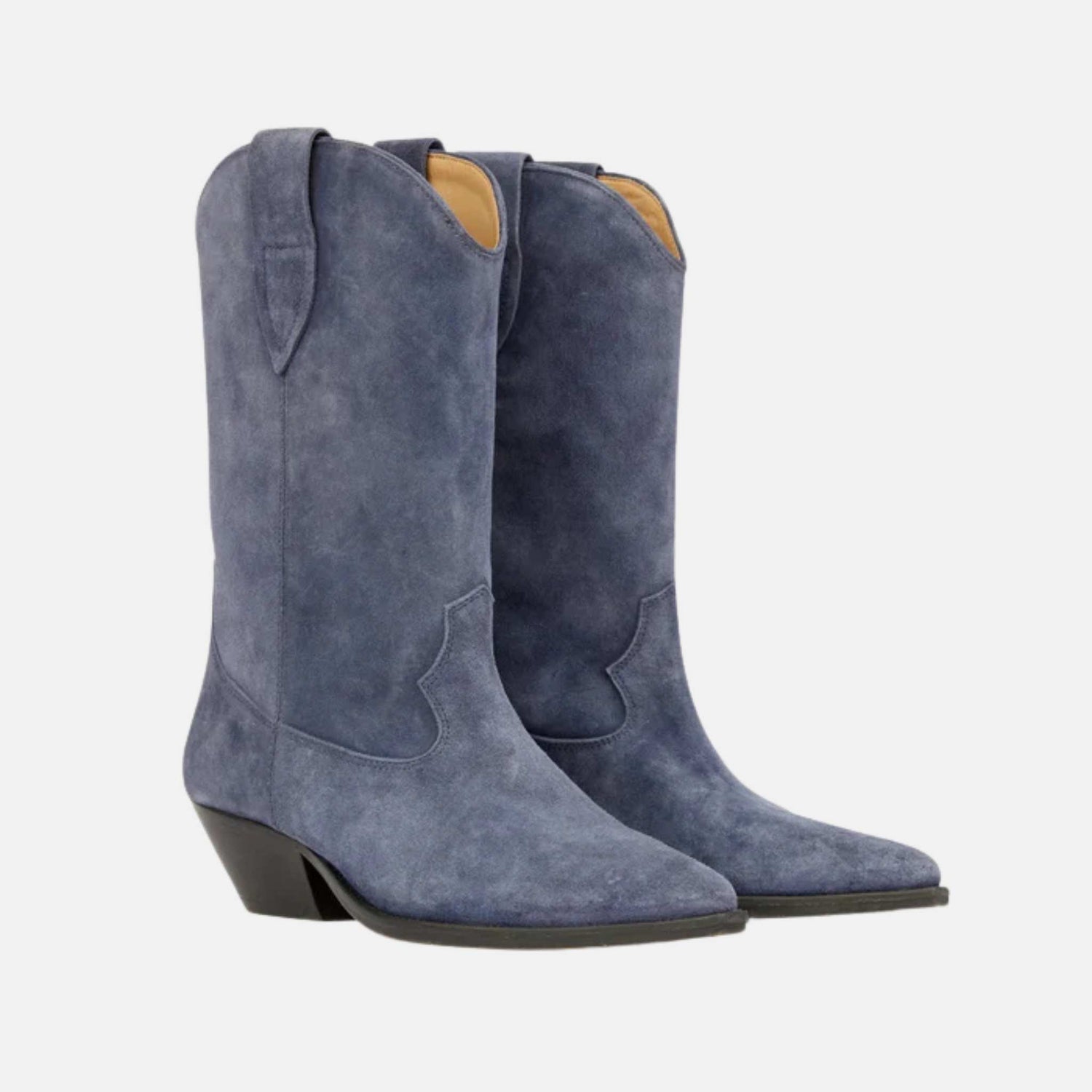Isabel Marant Duerto Suede Calfskin Leather Cowboy Boots, Blue, Front