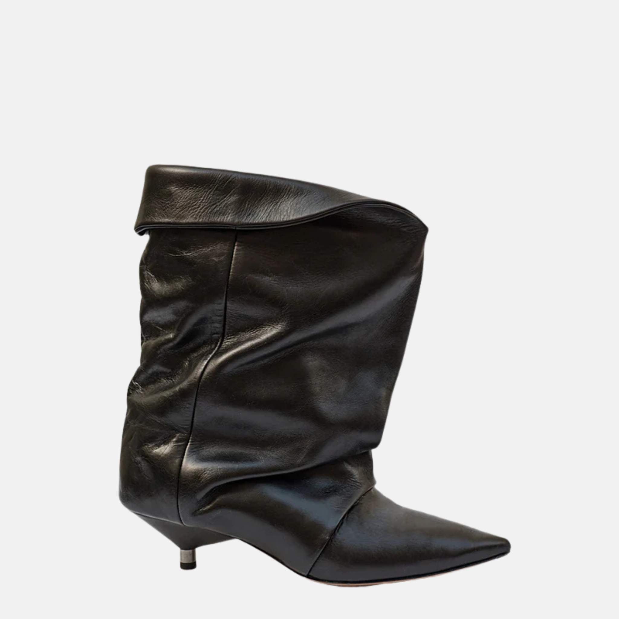 Isabel Marant Edrik High Heeled Draped Boots, Black, Side