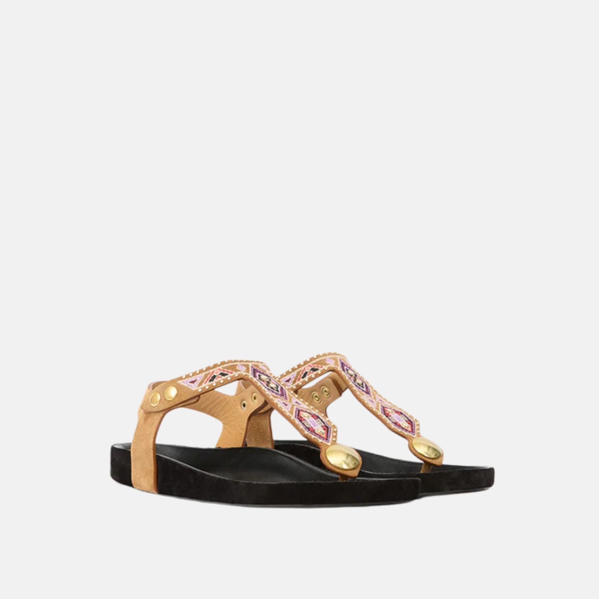Isabel Marant Enore Embroidered Leather Sandals, Front