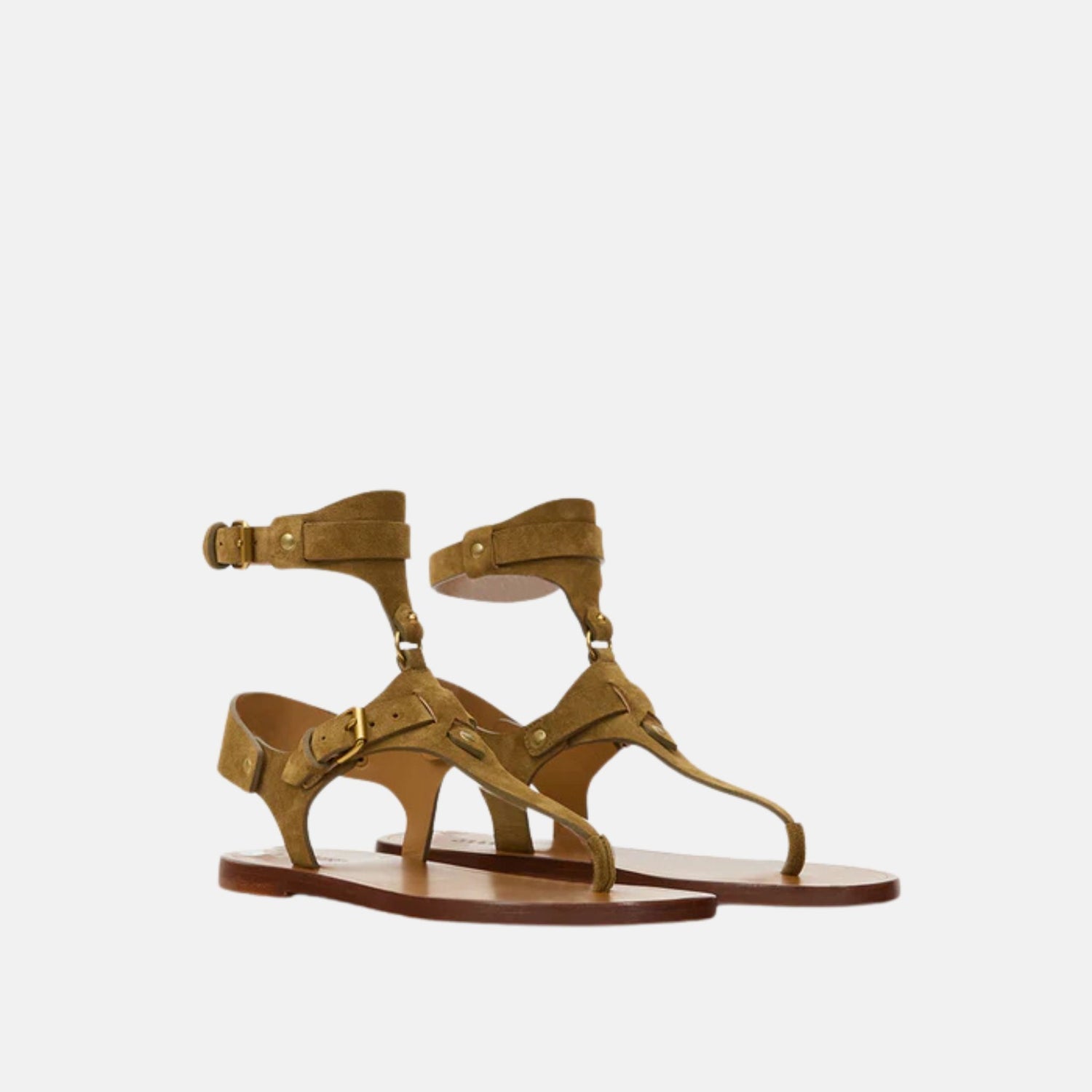 Isabel Marant Eveen Flat Sandals In Suede Leather, Front