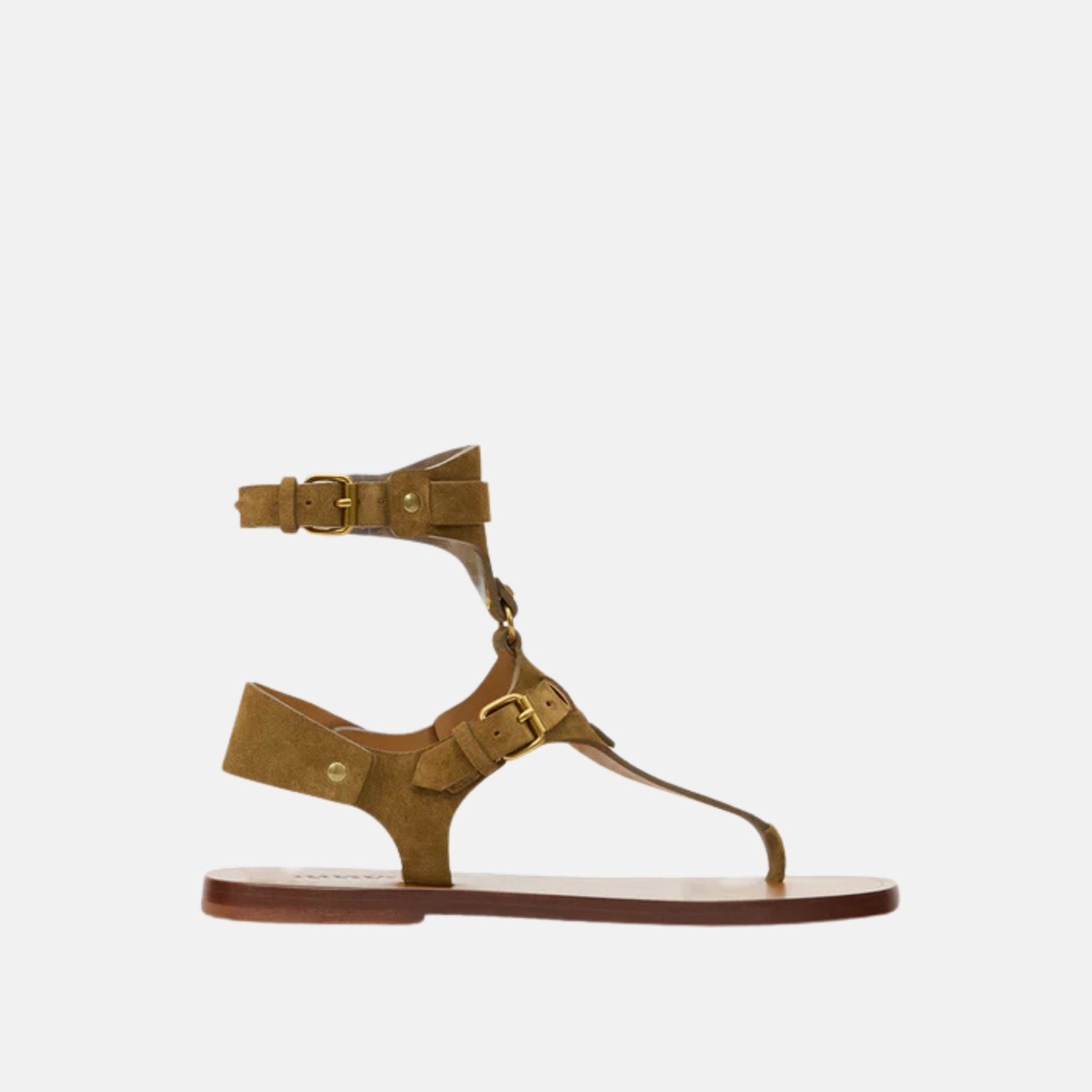 Isabel Marant Eveen Flat Sandals In Suede Leather, Side