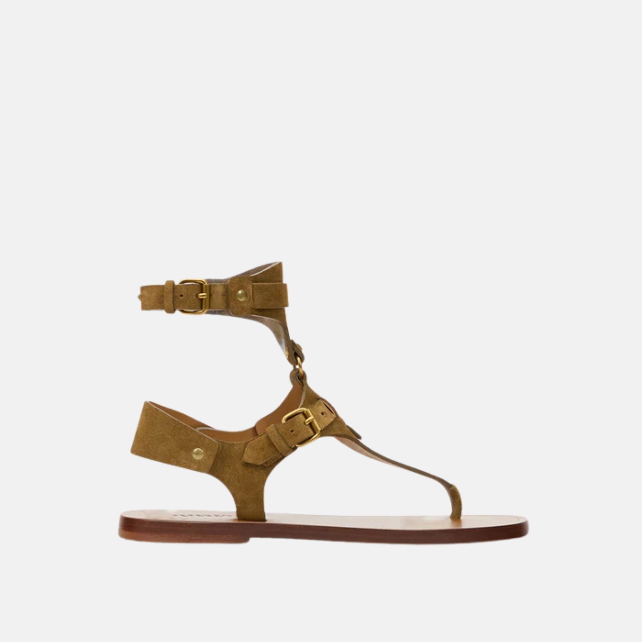 Isabel Marant Eveen Flat Sandals In Suede Leather, Side
