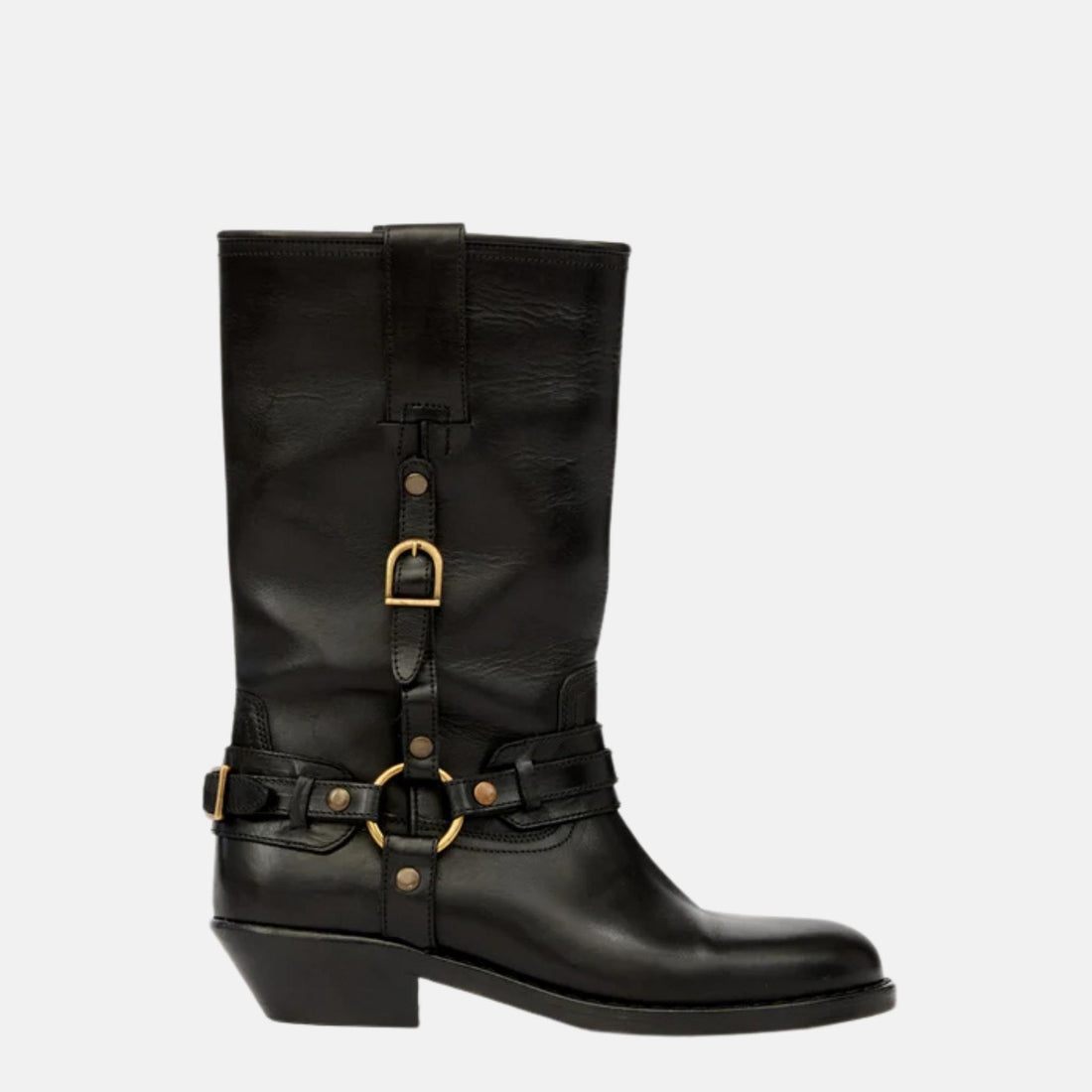 Isabel Marant Heiko Camargue Boots In Leather With Straps, Side