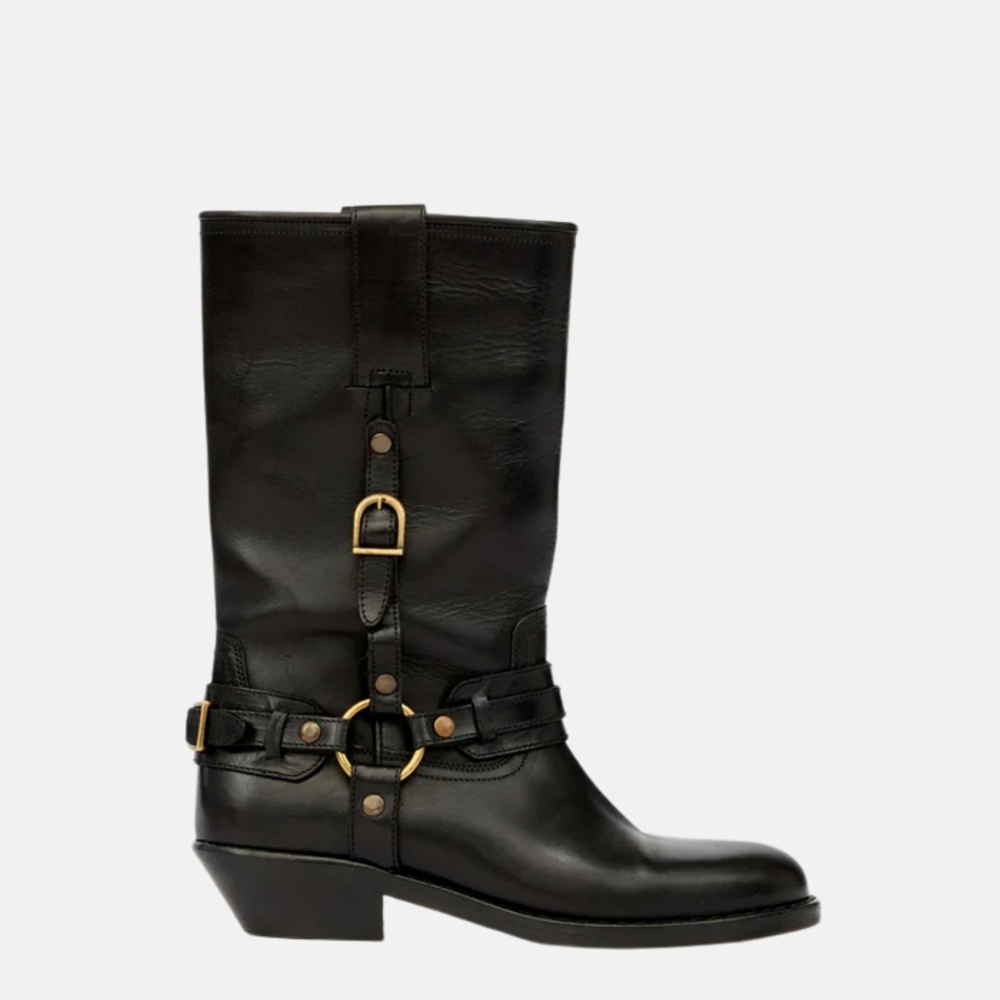 Isabel Marant Heiko Camargue Boots In Leather With Straps, Side