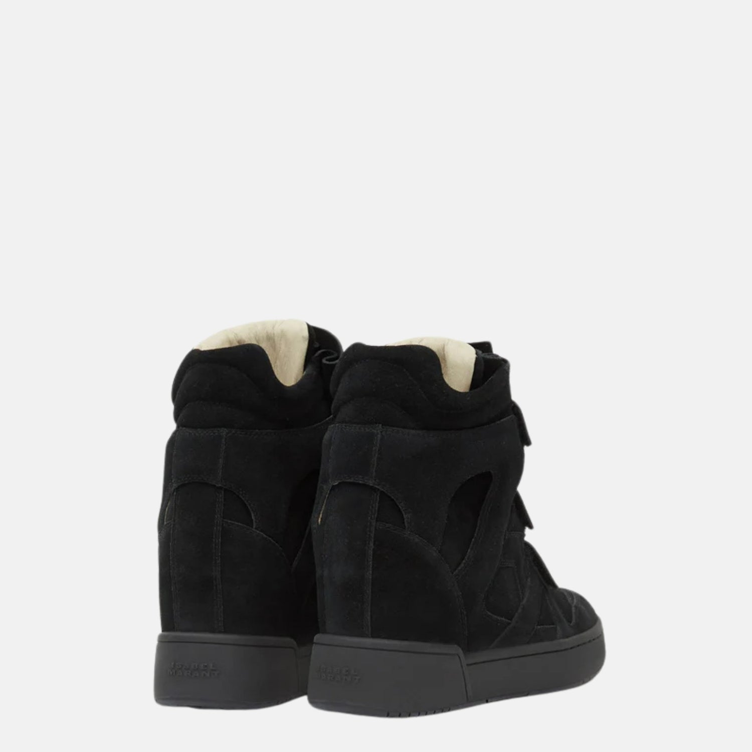 Isabel Marant IM3 High Top Wedge Sneakers In Leather, Black, Back