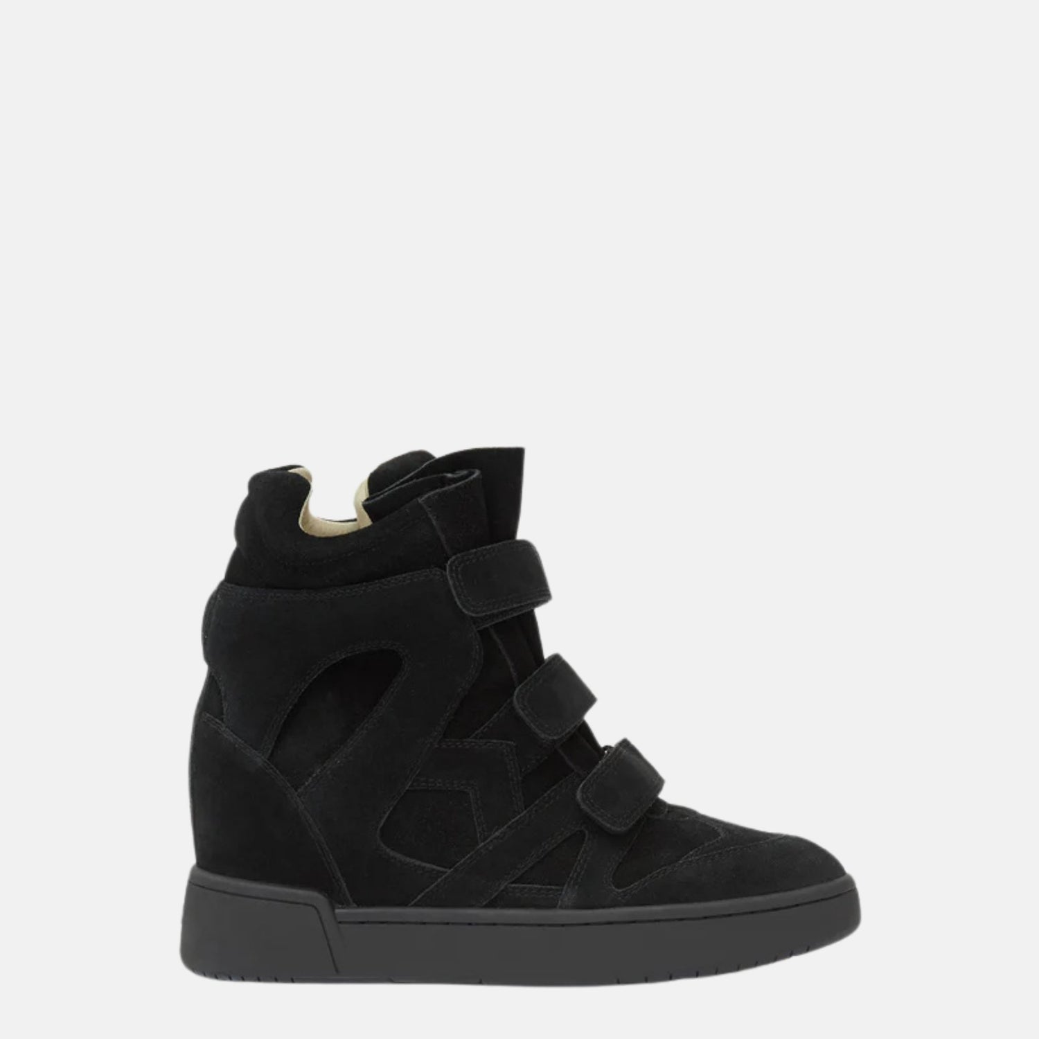 Isabel Marant IM3 High Top Wedge Sneakers In Leather, Black, Side