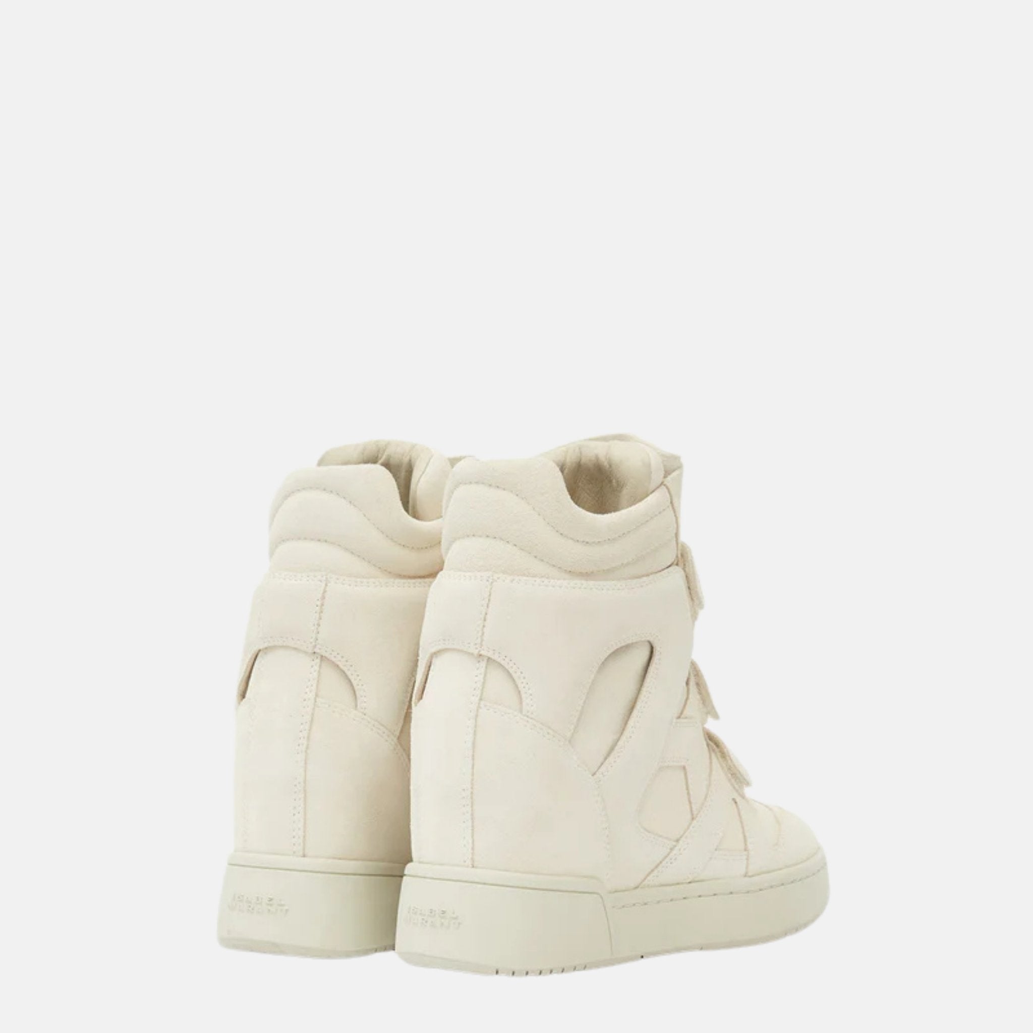 Isabel Marant IM3 High Top Wedge Sneakers In Leather, Chalk, Back