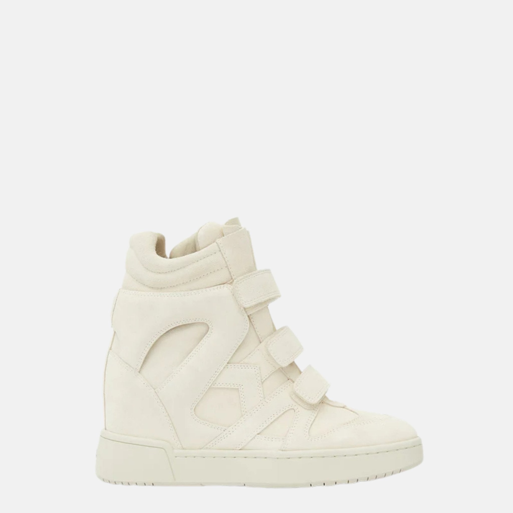Isabel Marant IM3 High Top Wedge Sneakers In Leather, Chalk, Side