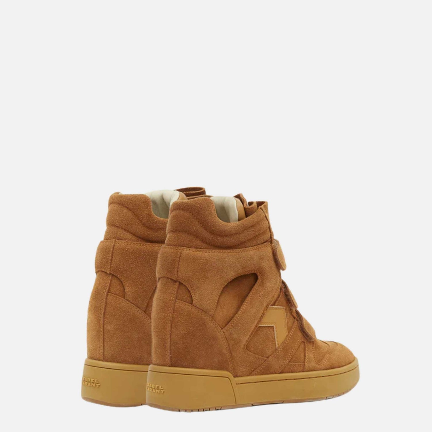 Isabel Marant IM3 High Top Wedge Sneakers In Leather, Cognac, Back