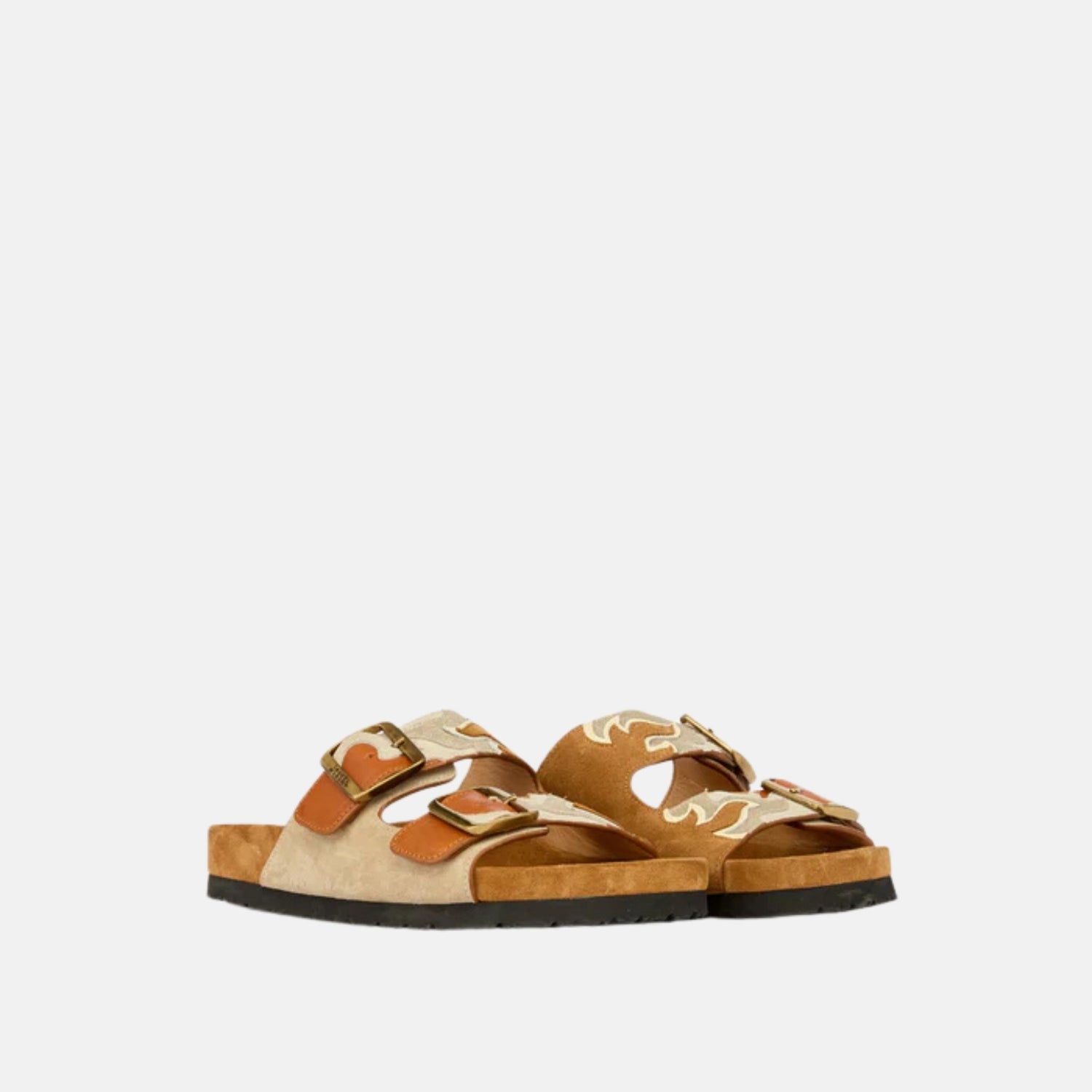Isabel Marant Lelik Sandals In Calfskin Leather With Flame Pattern, Front
