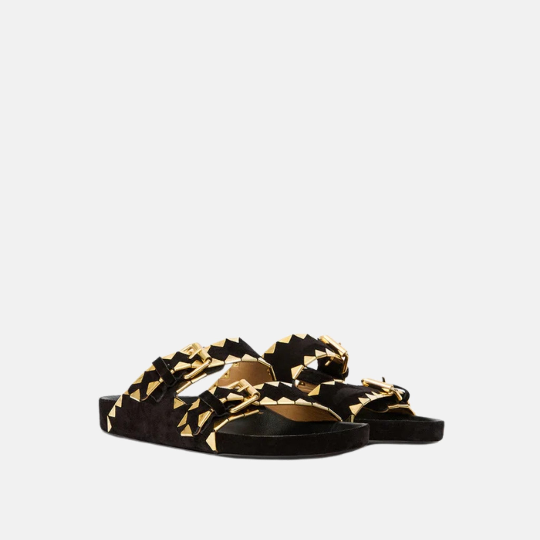 Isabel Marant Lennyo Flat Embellished Sandals In Leather, Front