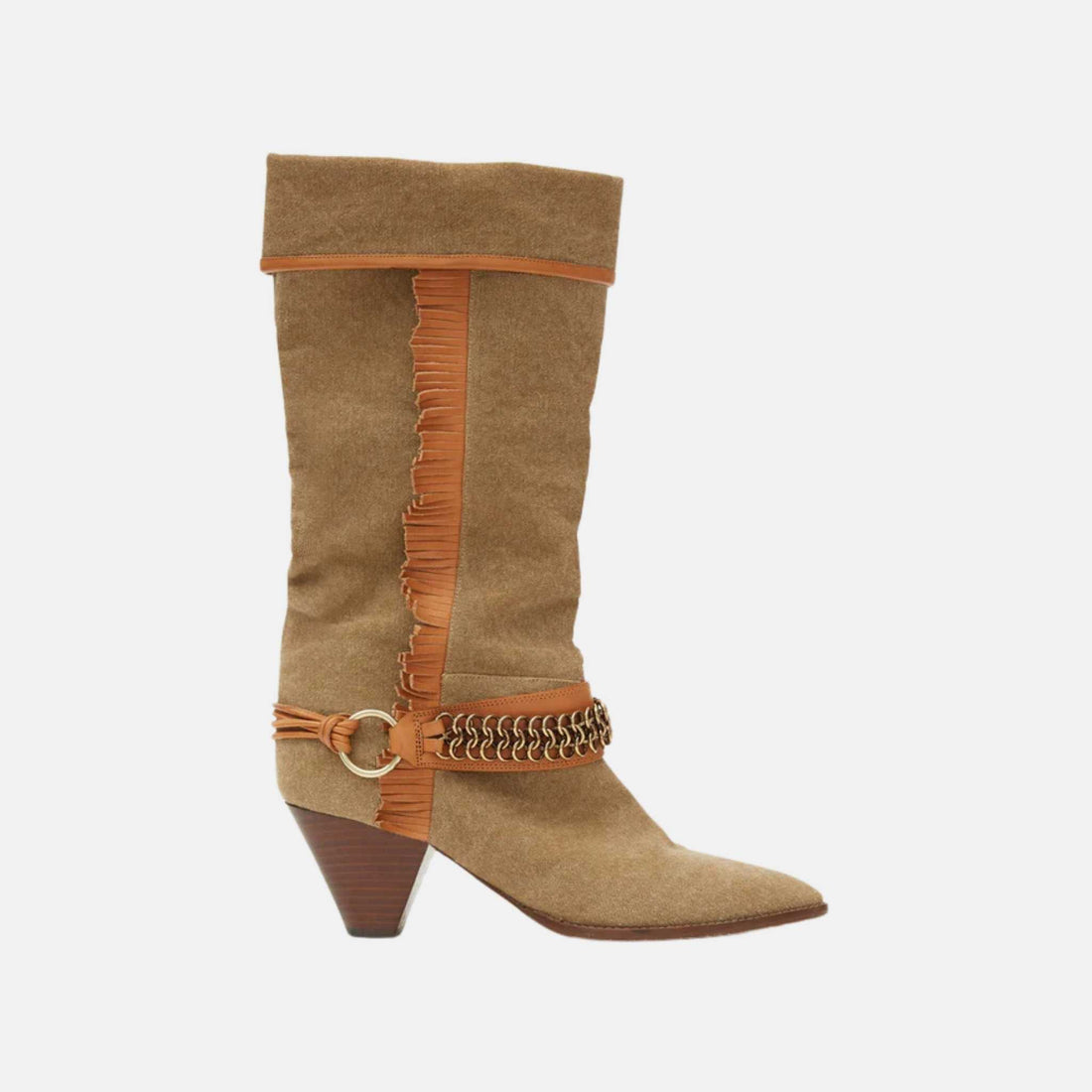 Isabel Marant Levon Cowboy Boots In Fabric And Leather, Side