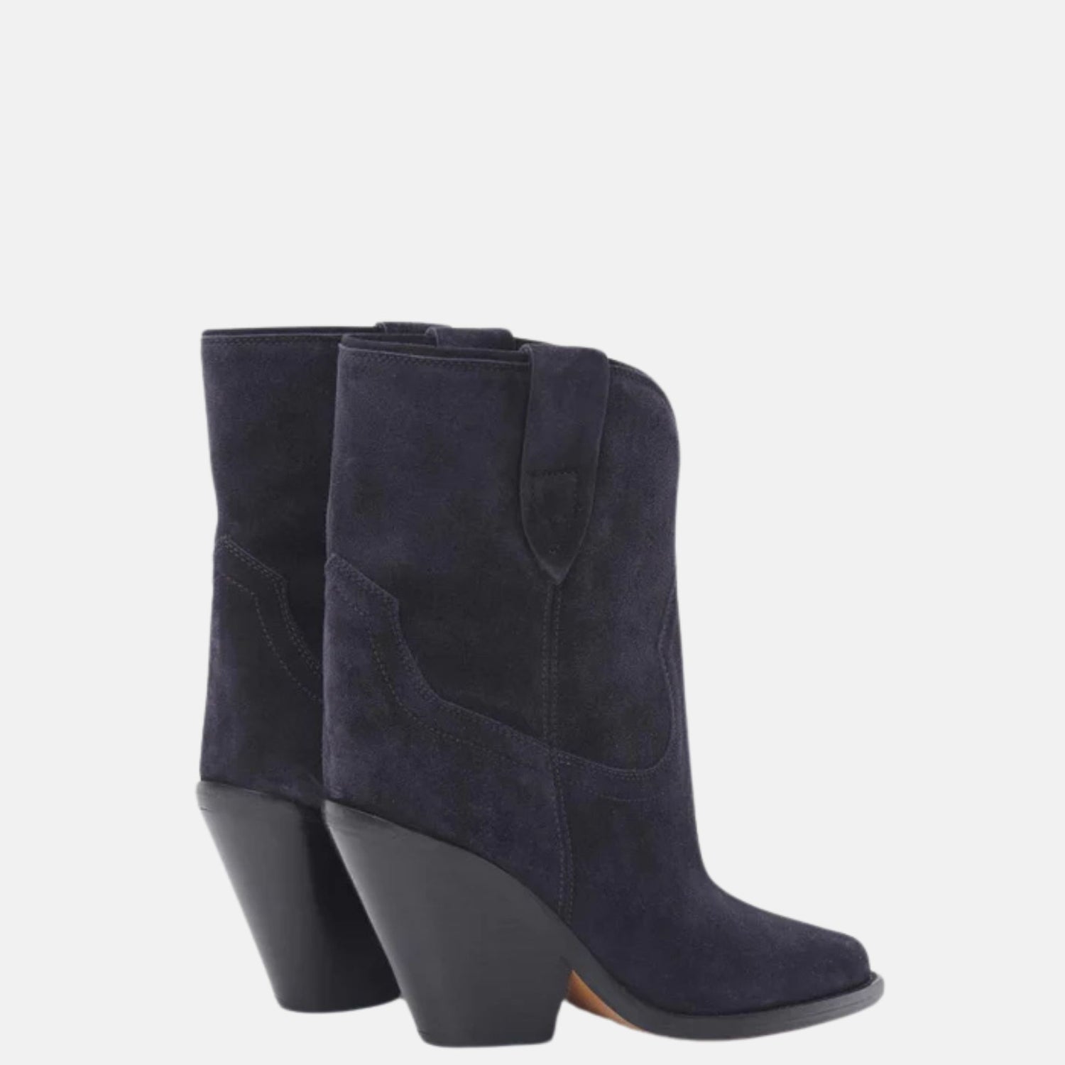 Isabel Marant Leyane Cowboy Boots In Suede Calfskin Leather, Black, Back