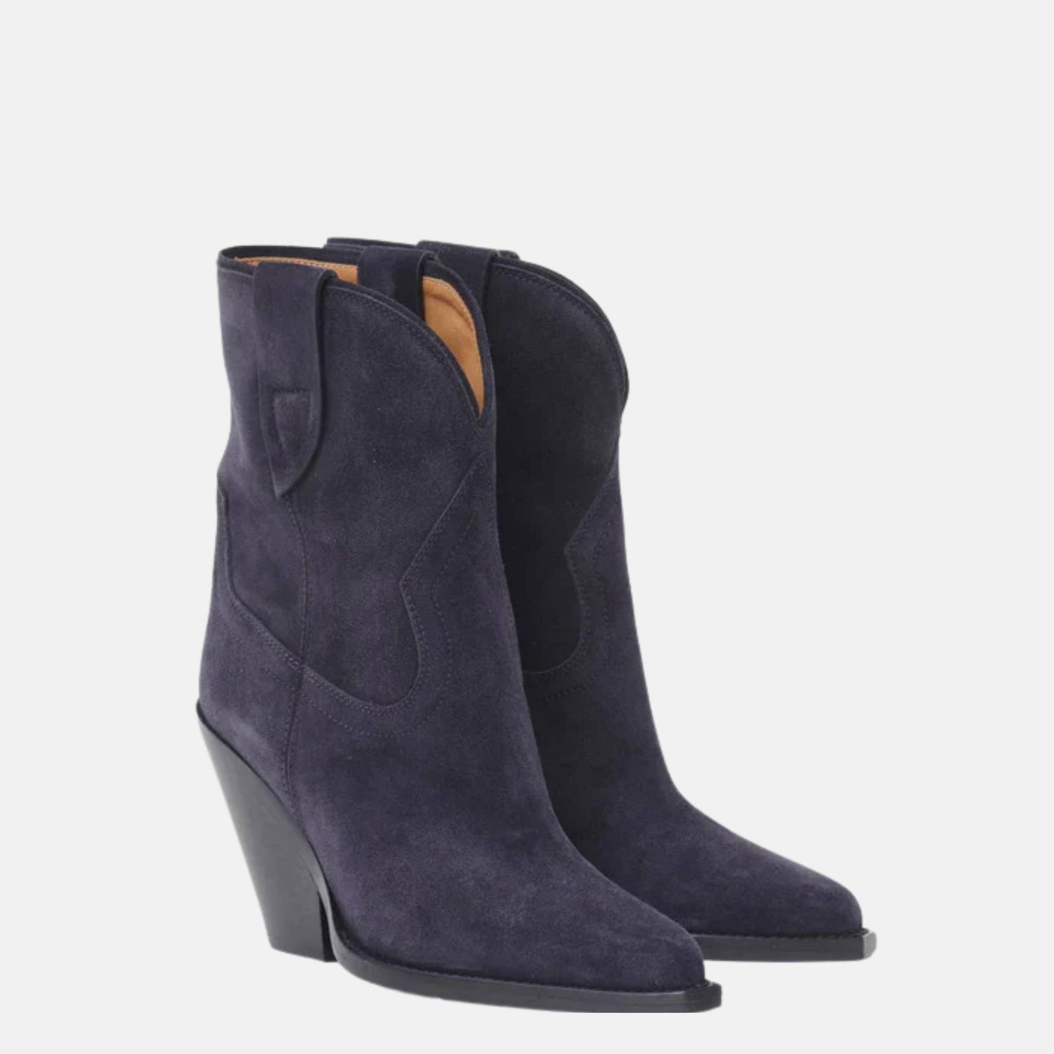 Isabel Marant Leyane Cowboy Boots In Suede Calfskin Leather, Black, Front