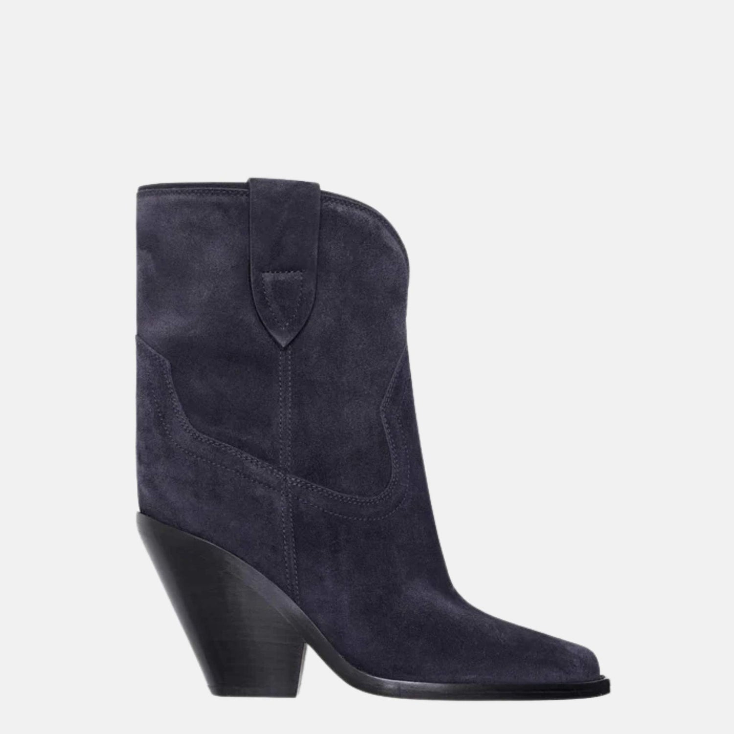 Isabel Marant Leyane Cowboy Boots In Suede Calfskin Leather, Black, Side