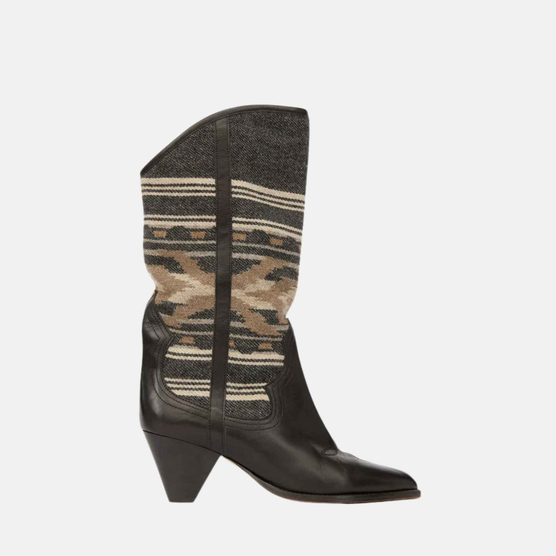 Isabel Marant Lijita Cowboy Boots In Leather And Jacquard, Side