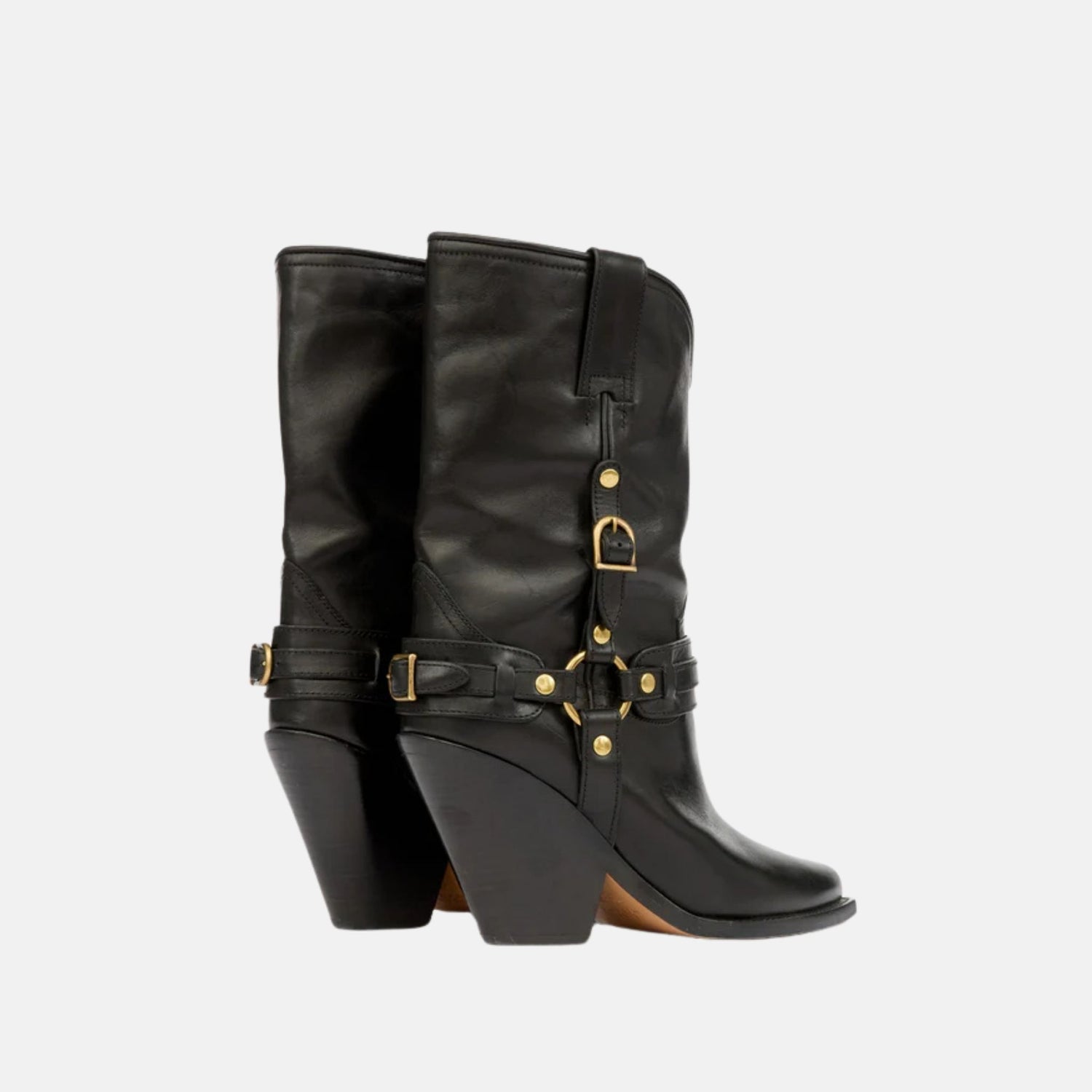 Isabel Marant Lyka Cowboy Boots In Leather With Straps, Back