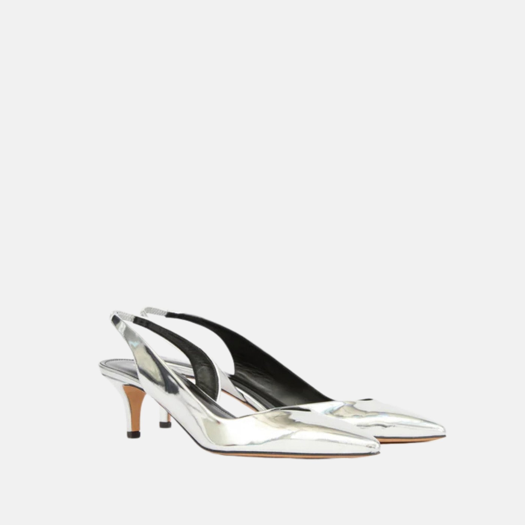 Isabel Marant Padim Slingback Pumps In Mirror Effect Finish, Front