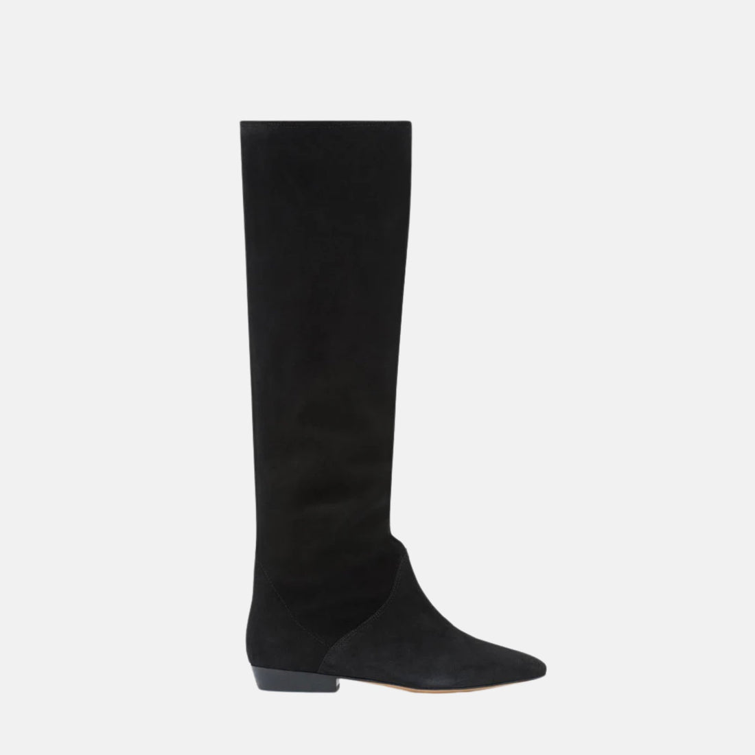 Isabel Marant Sayla Flat Boots In Suede Leather, Black, Side