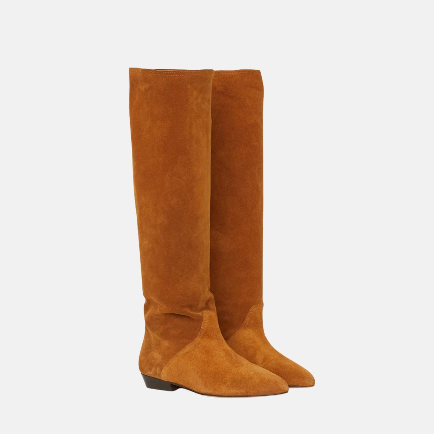 Isabel Marant Sayla Flat Boots In Suede Leather, Cognac, Front