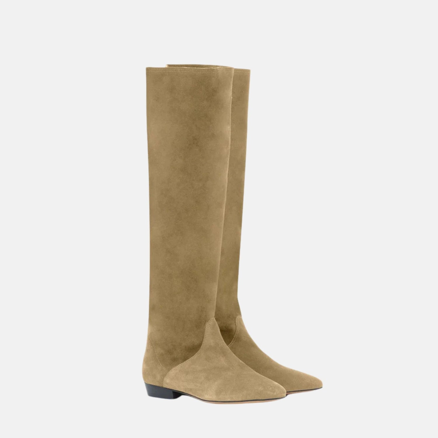 Isabel Marant Sayla Flat Boots In Suede Leather, Taupe, Front