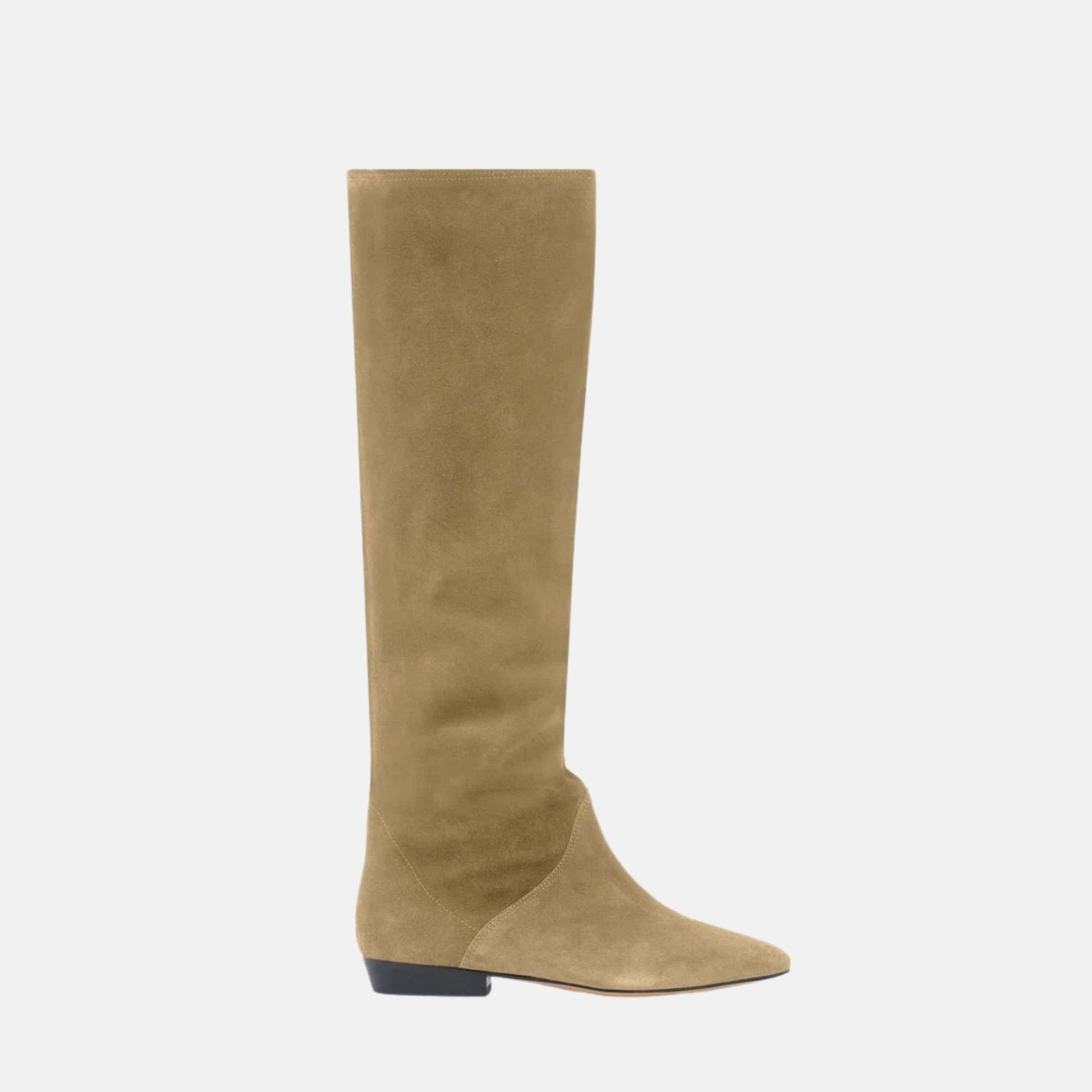 Isabel Marant Sayla Flat Boots In Suede Leather, Taupe, Side