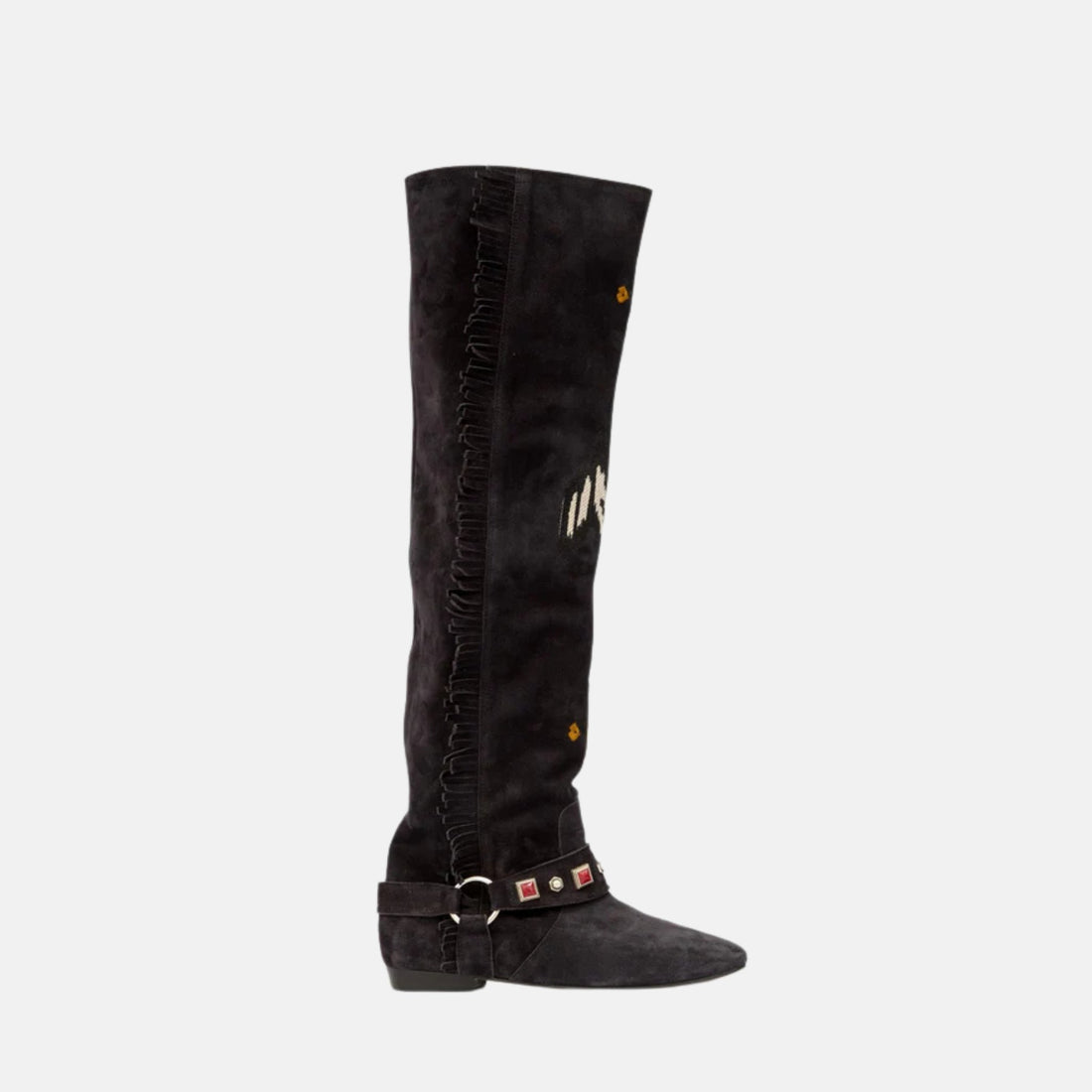 Isabel Marant Slava Thigh Boots In Embroidered Suede Calfskin, Side