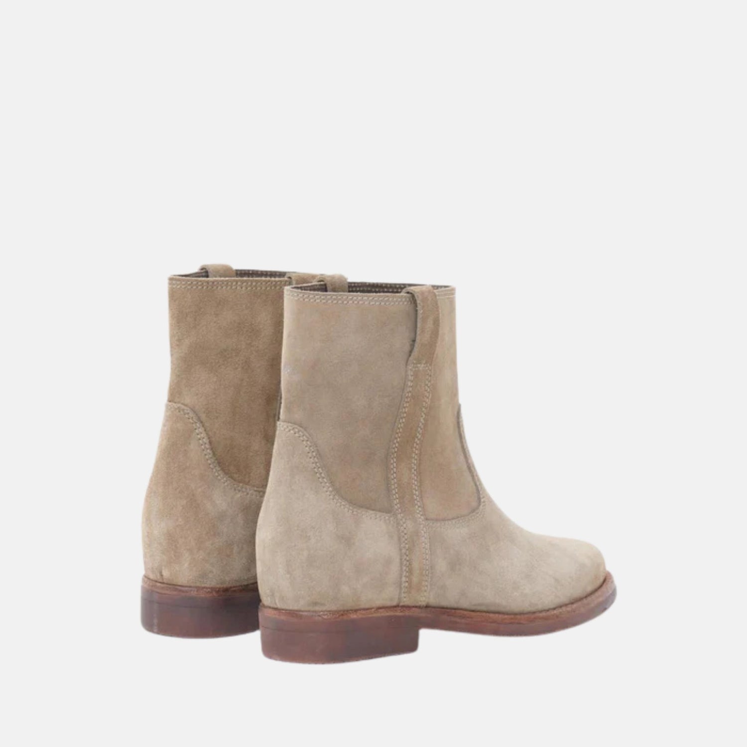 Isabel Marant Susee Camargue Ankle Boots In Calf Leather, Taupe, Back