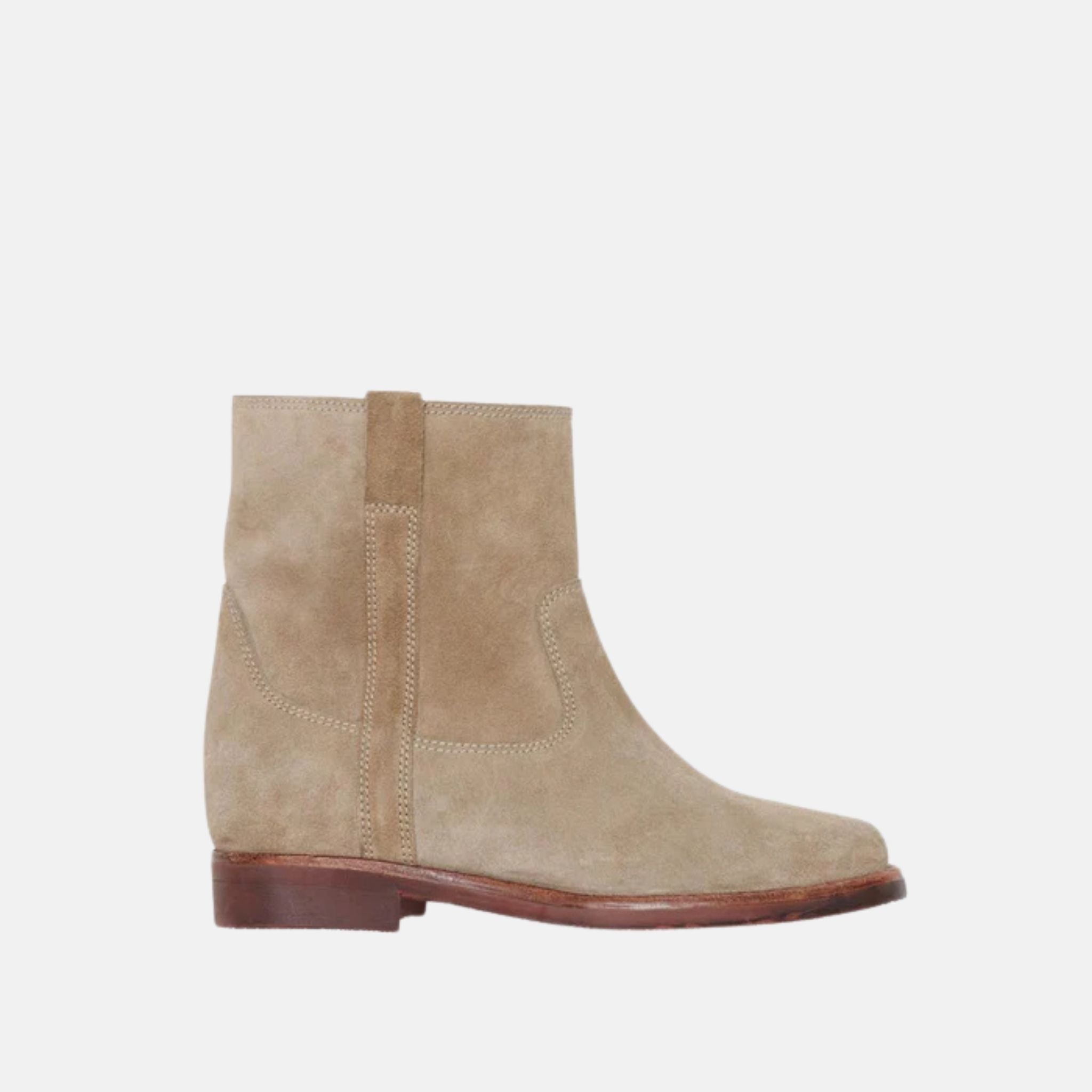 Isabel Marant Susee Camargue Ankle Boots In Calf Leather, Taupe, Side
