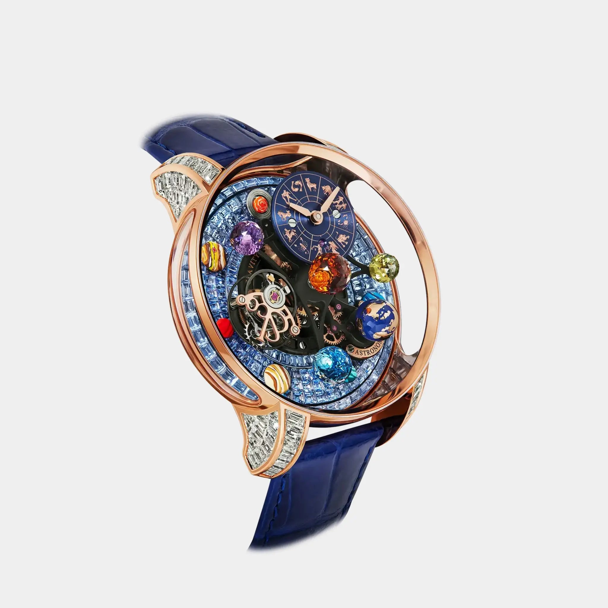 Jacob &amp; Co. Astronomia Solar Zodiac Icy Blue Sapphires Baguette