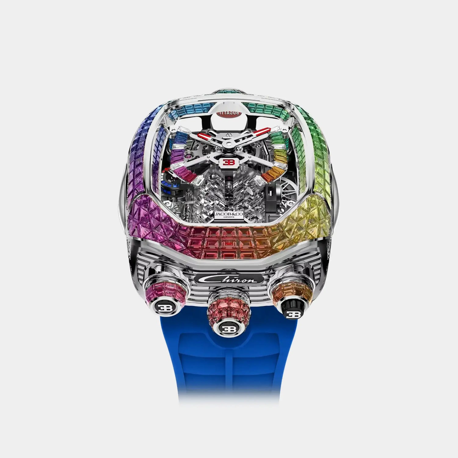Jacob &amp; Co Bugatti Chiron Tourbillon Baguette Rainbow BU800.30.AD.UC.A