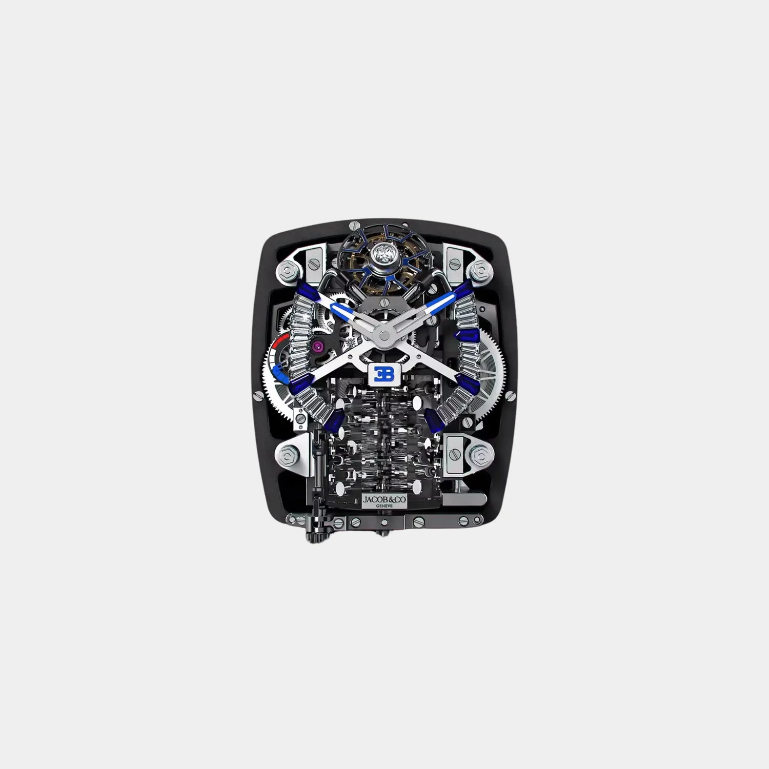 Jacob &amp; Co. Bugatti Chiron Tourbillon Baguette White Gold, Movement
