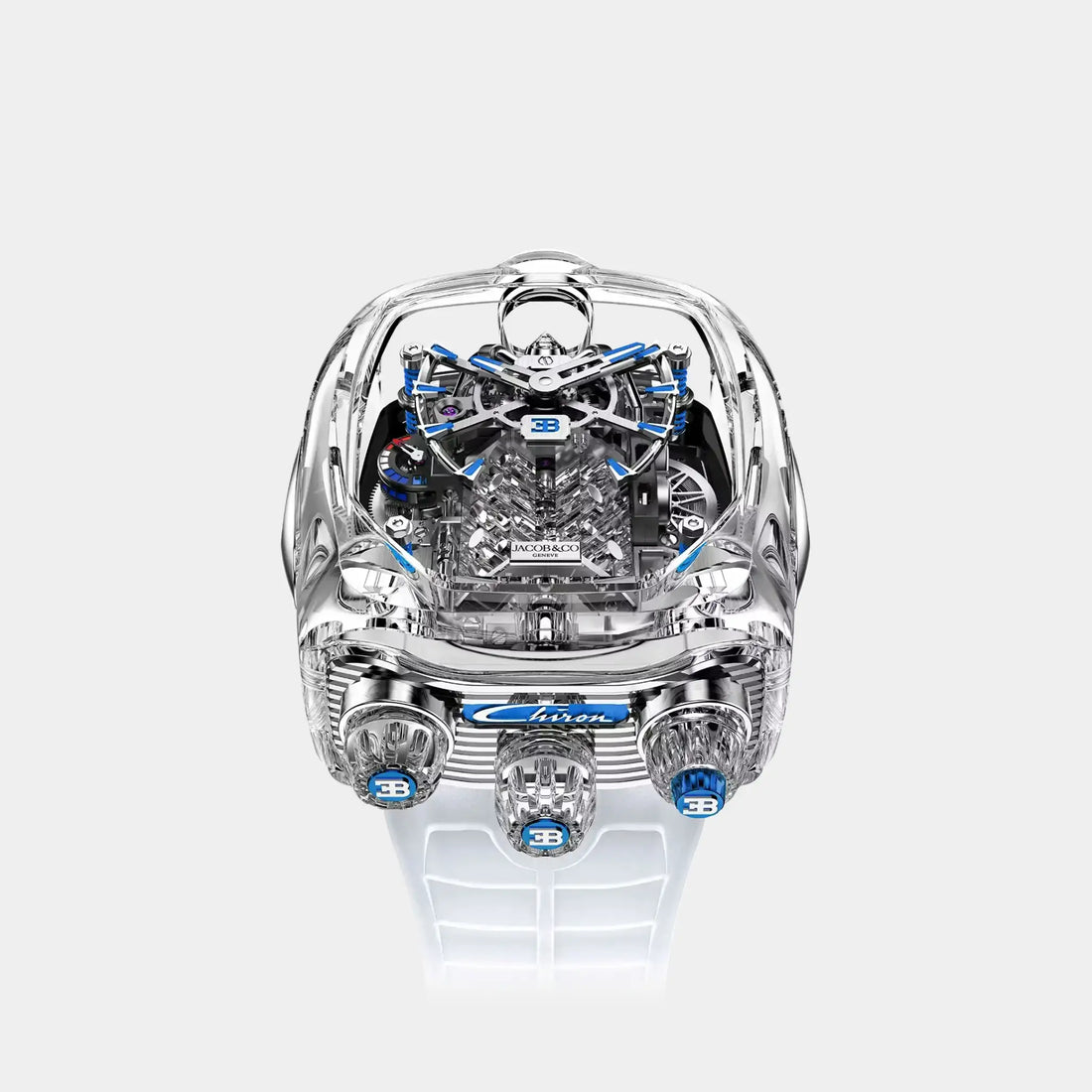Jacob & Co. Bugatti Chiron Tourbillon Sapphire Crystal Clear, Front