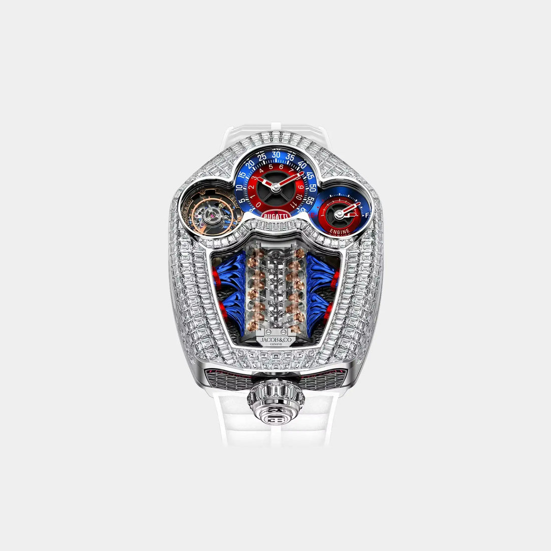 Jacob &amp; Co. Bugatti Tourbillon Baguette White Gold, Front
