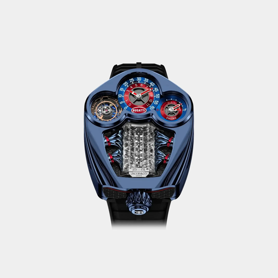 Jacob & Co. Bugatti Tourbillon Blue PVD Titanium, Front