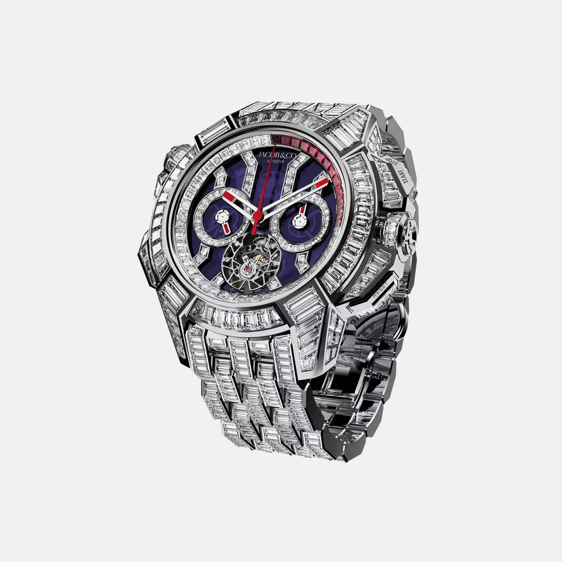 Jacob & Co Epic X Chrono Tourbillon Baguette Blue Crystal Bracelet