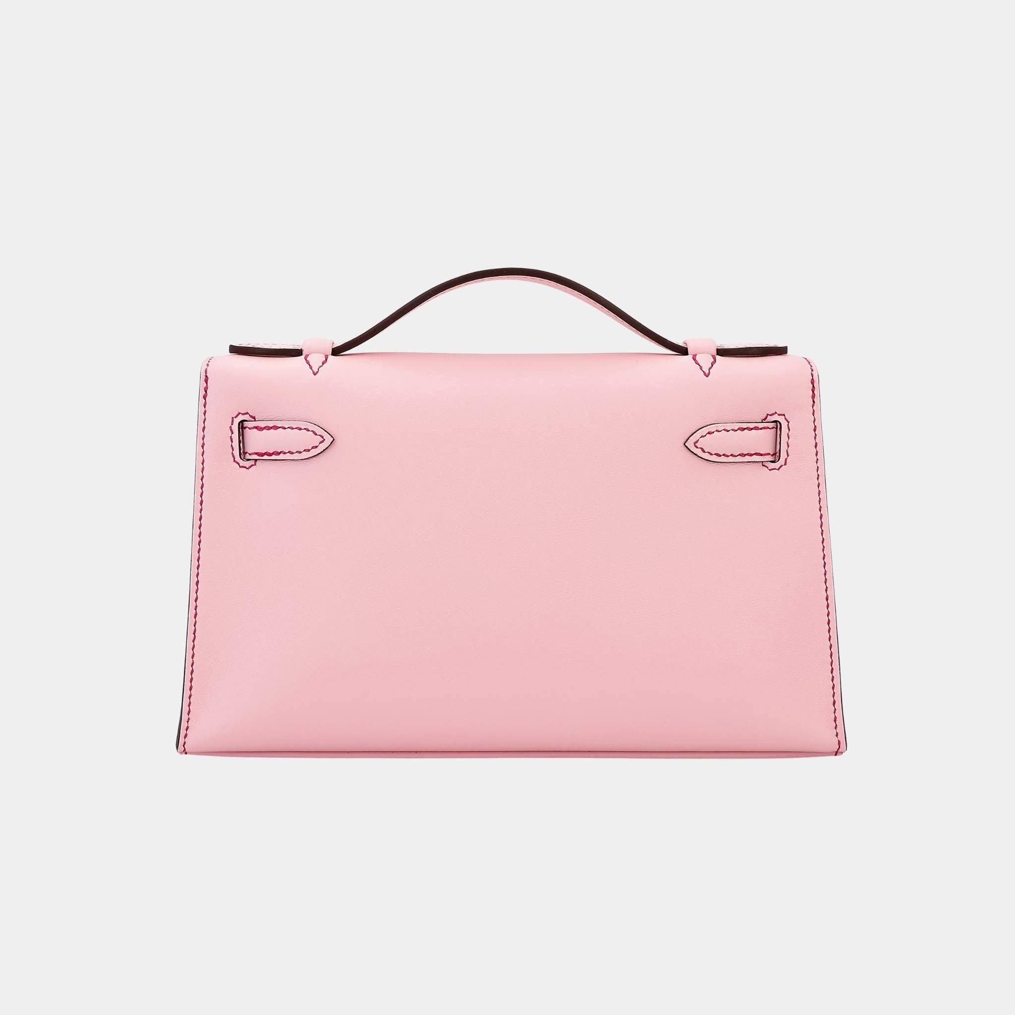 Hermes Kelly Pochette HSS Swift Rose Sakura/Gris Perle/Framboise PBHW, Back