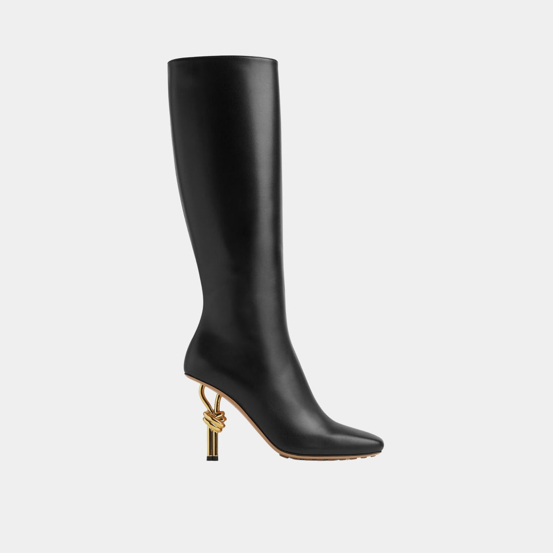 Bottega Veneta Knot Knee-High Boot Calfskin Leather, Black, Side