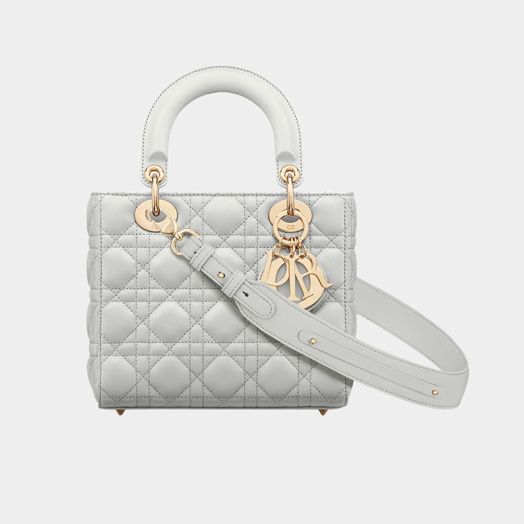 Lady Dior My ABCDior Small Bag Cannage Lambskin, Cloud Grey, Front