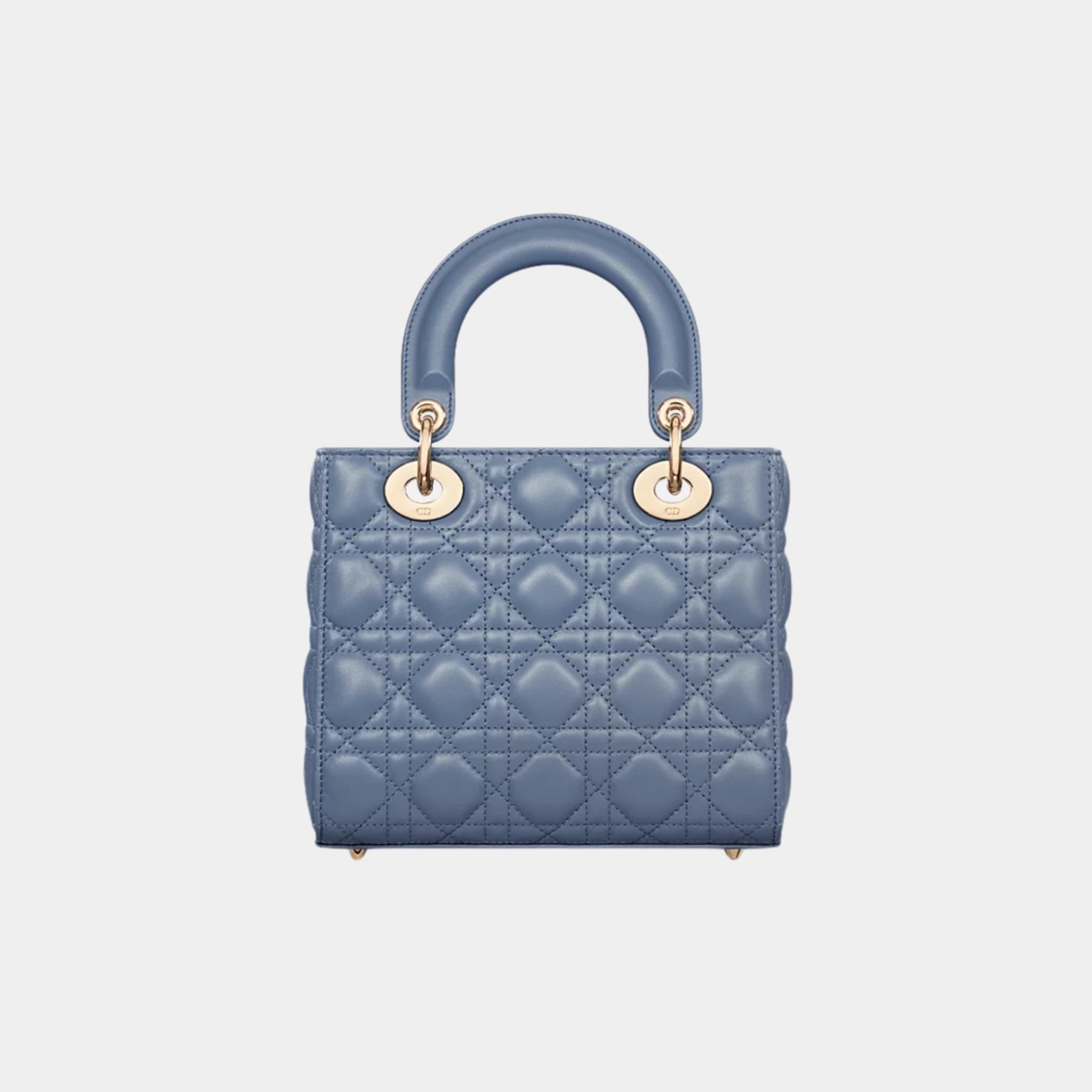 Lady Dior My ABCDior Small Bag Cannage Lambskin, Denim Blue, Back