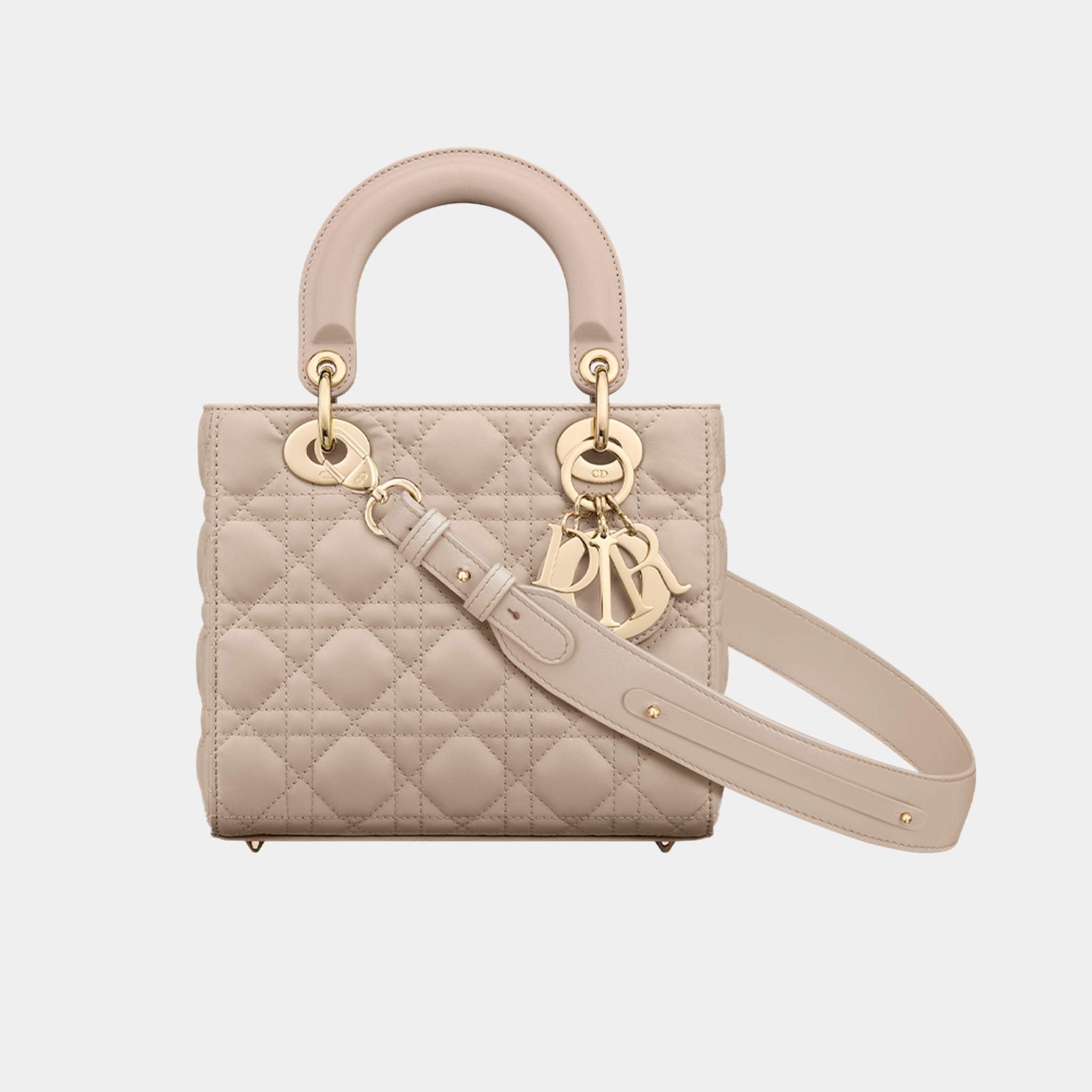 Lady Dior My ABCDior Small Bag Cannage Lambskin, Powder Beige, Front
