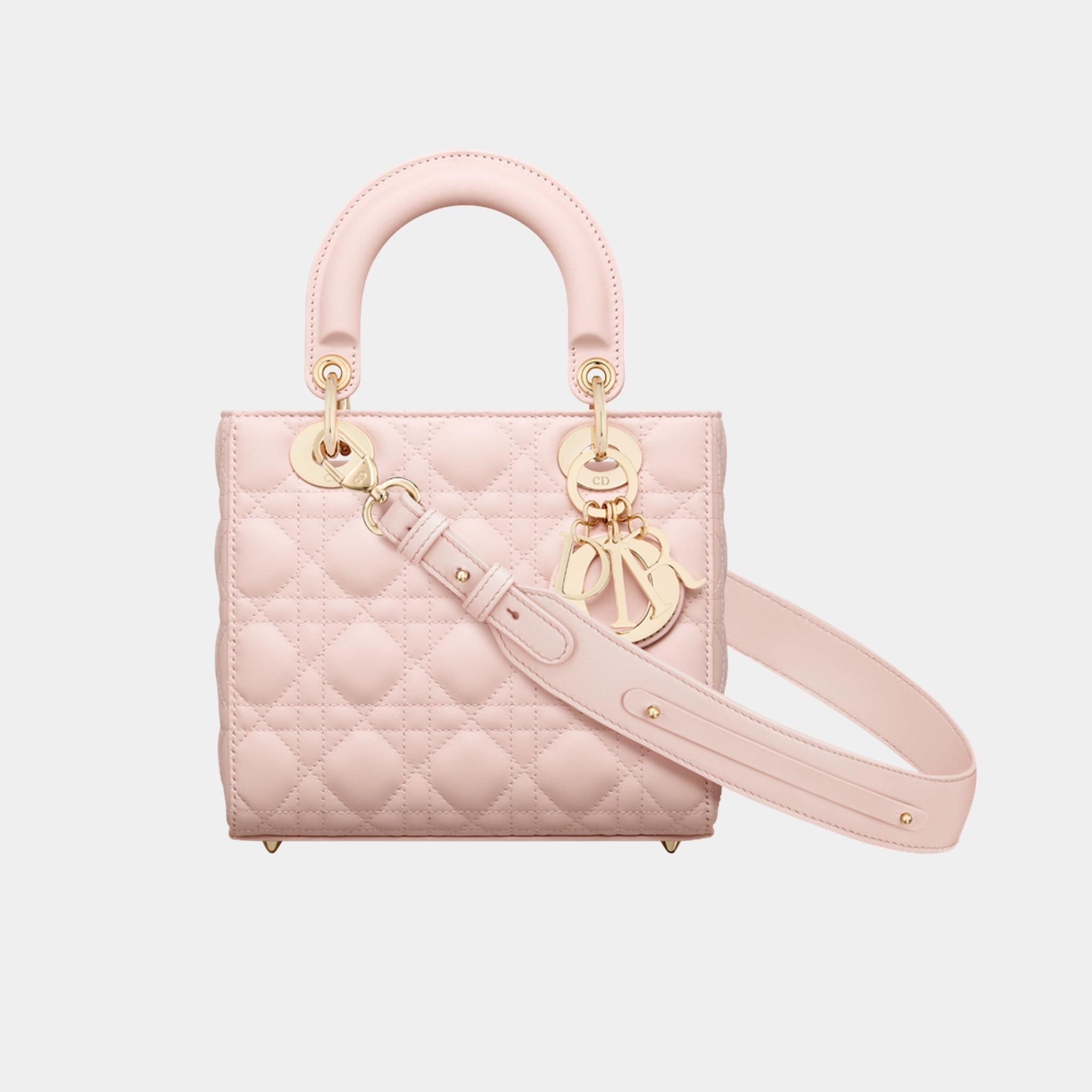 Lady Dior My ABCDior Small Bag Cannage Lambskin, Powder Pink, Front
