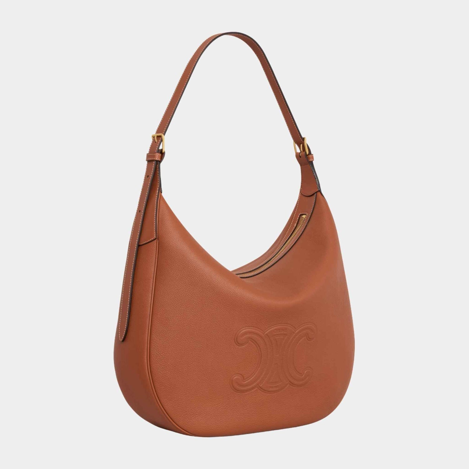 Celine Large Heloïse Cuir Triomphe Bag In Supple Calfskin Handbag, Tan, Side View