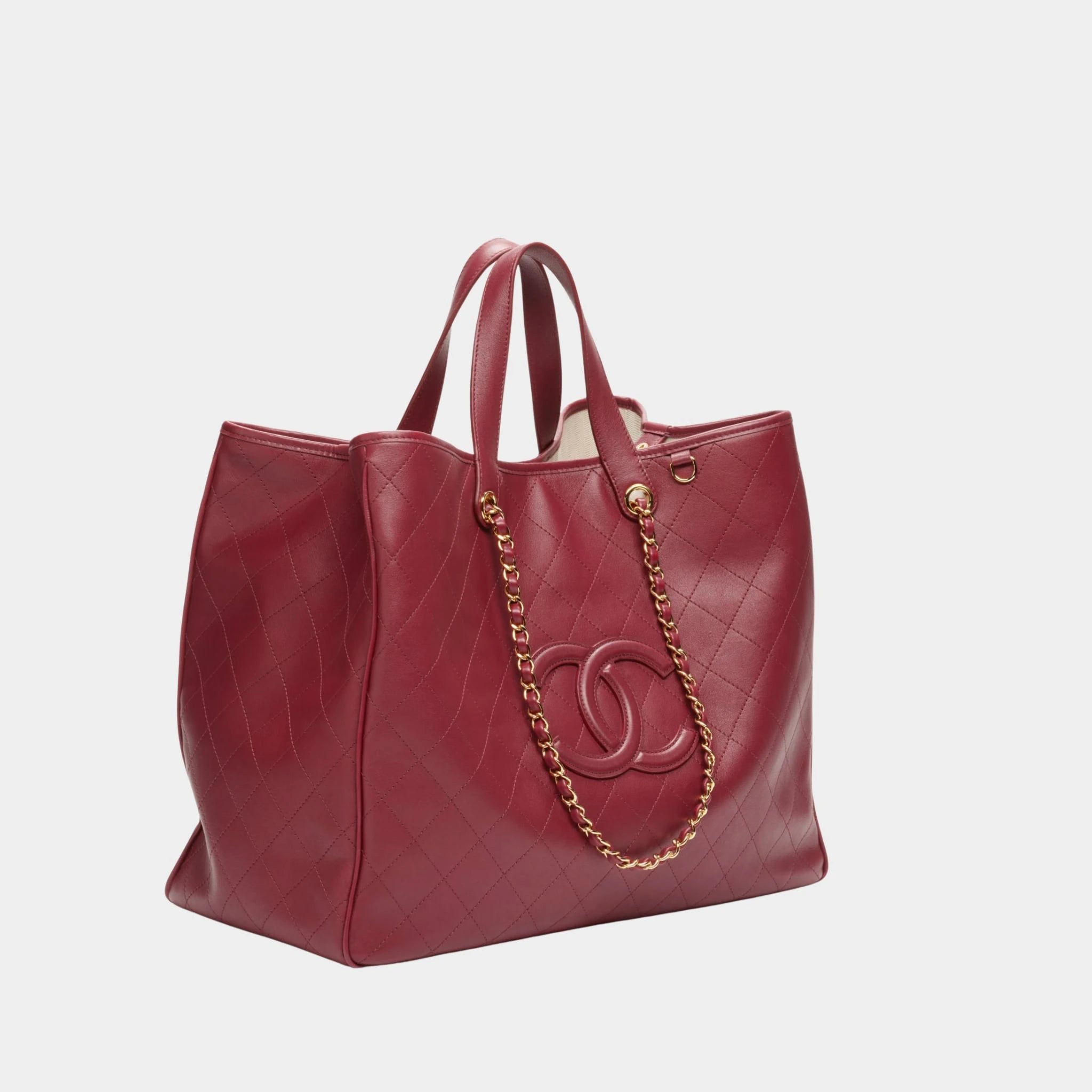 Chanel Large Tote Calfskin &amp; Gold-Tone Metal Burgundy 