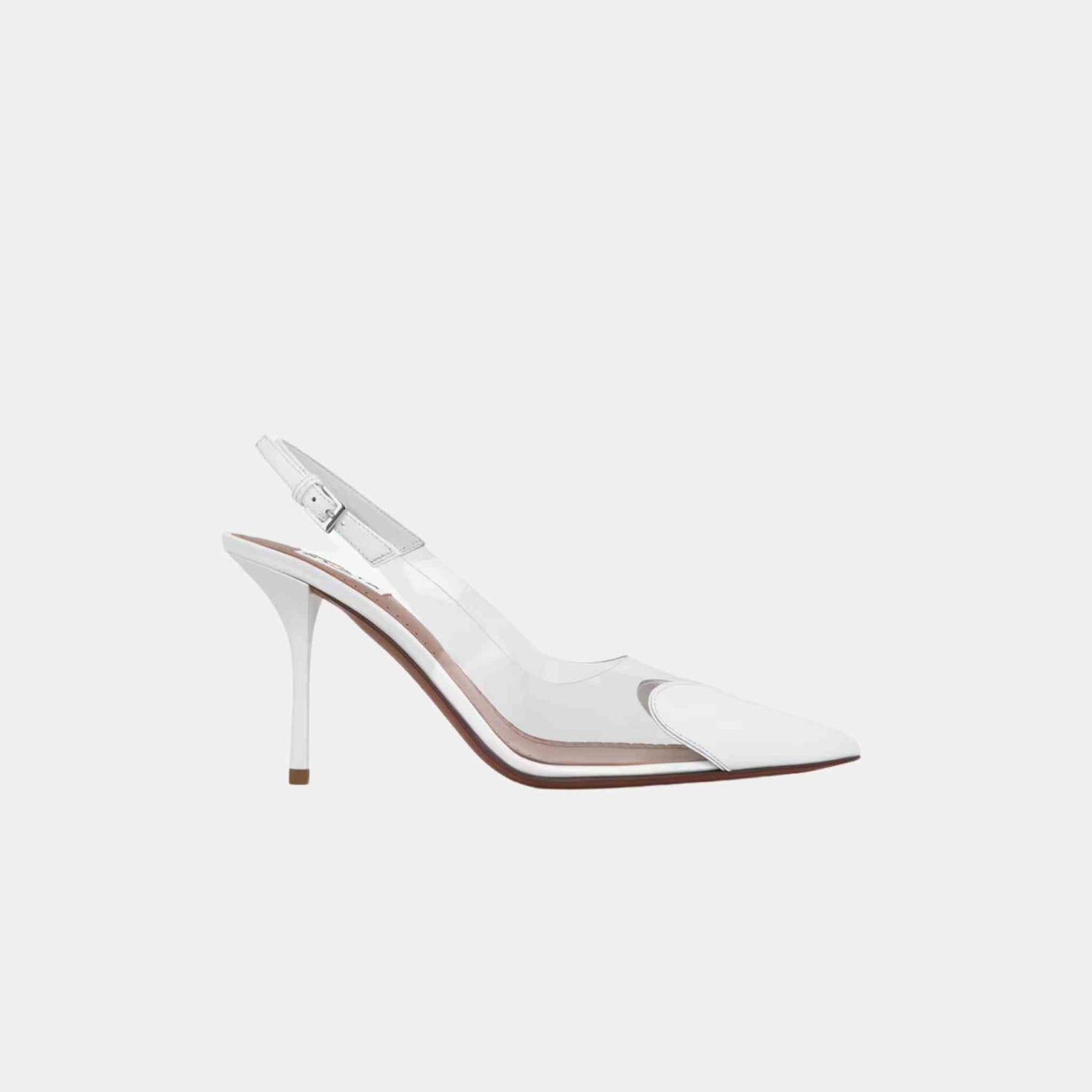 Alaia Le Cœur Slingbacks In Patent Lambskin, White, Side View