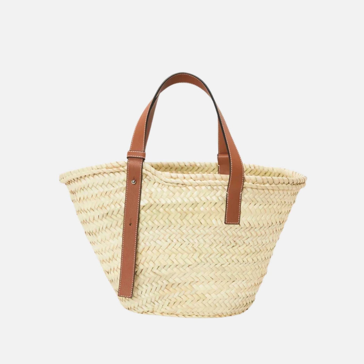 Loewe Basket in Palm Leaf and Calfskin Natural Tan, Back